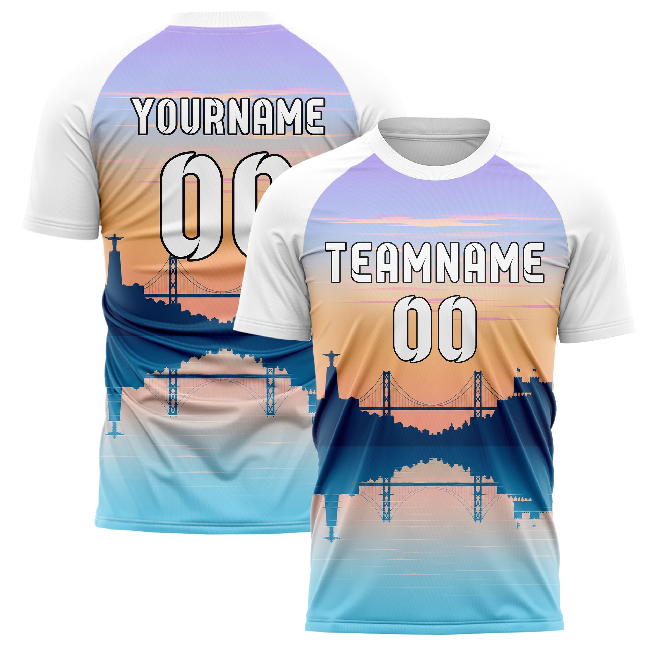 Hellblau Lisbon Skyline Design 15-0214 individuelles Fußballtrikot main