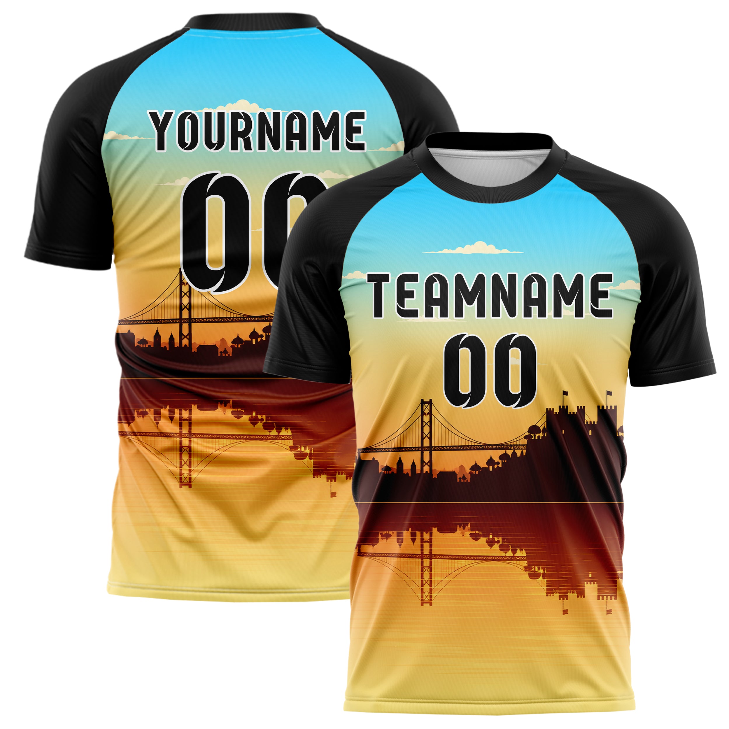 Gelb Lisbon Skyline Design 15-0215 individuelles Fußballtrikot main