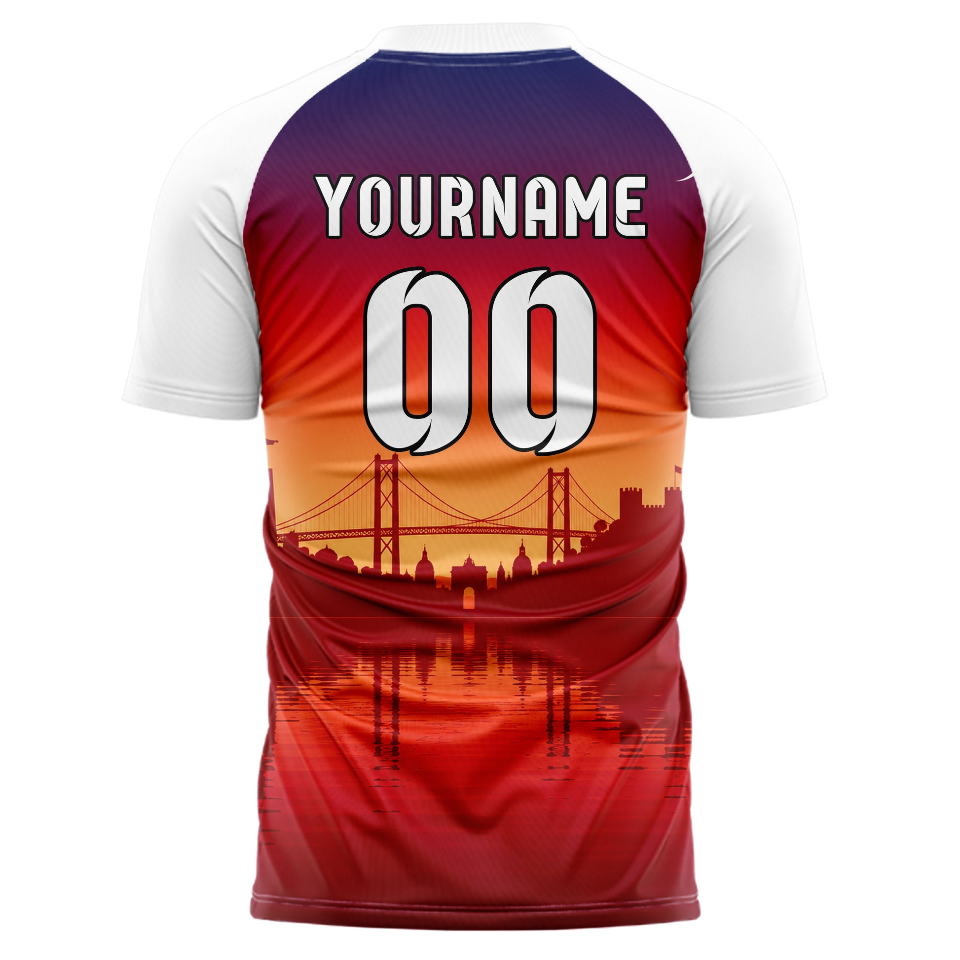 Rot Lisbon Skyline Design 15-0213 individuelles Fußballtrikot back