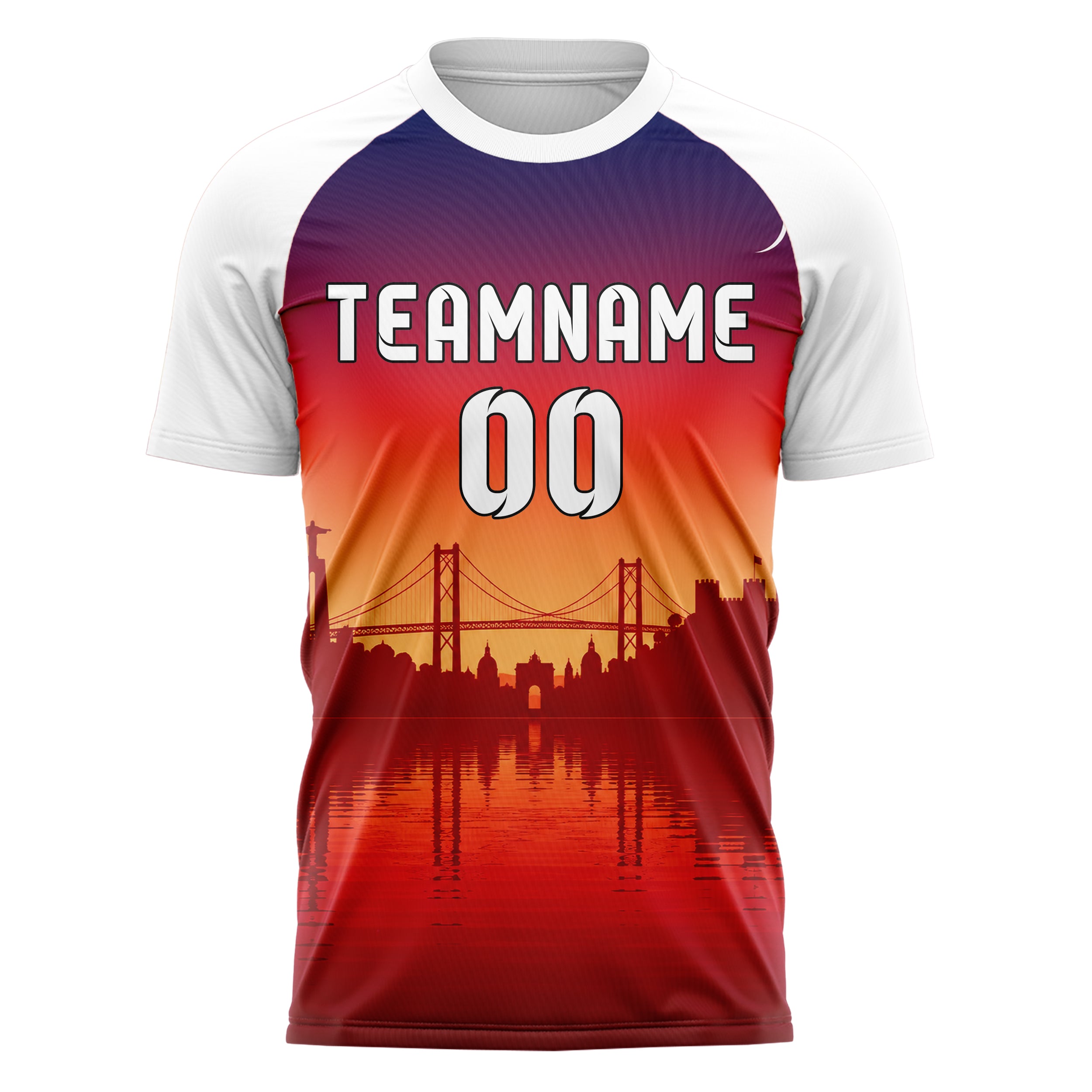 Rot Lisbon Skyline Design 15-0213 individuelles Fußballtrikot front