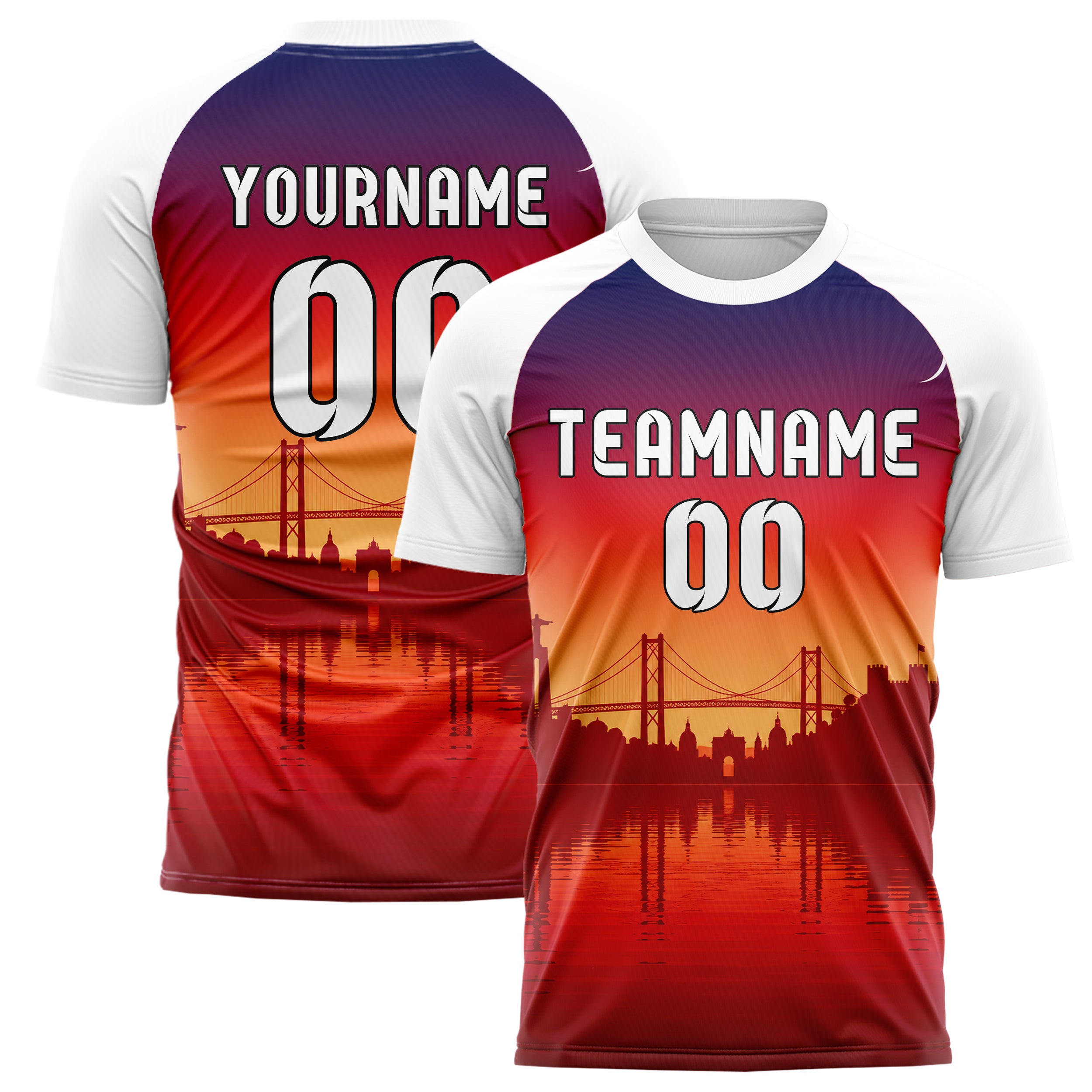 Rot Lisbon Skyline Design 15-0213 individuelles Fußballtrikot main