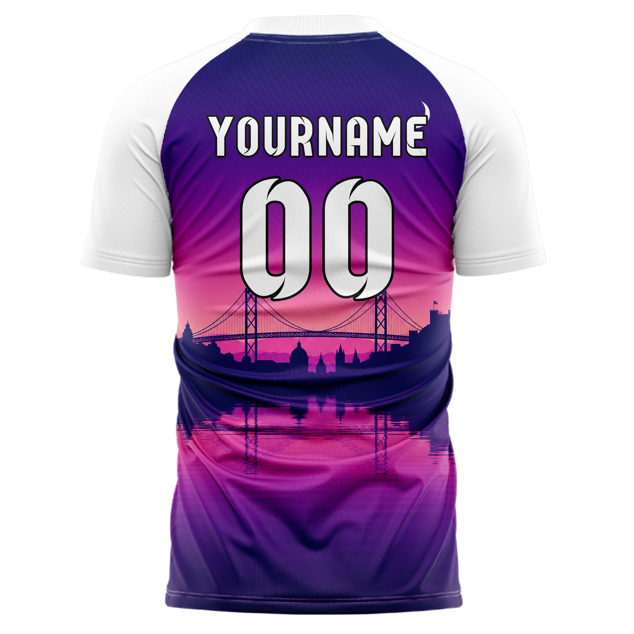 Lila Lisbon Skyline Design 15-0216 individuelles Fußballtrikot back