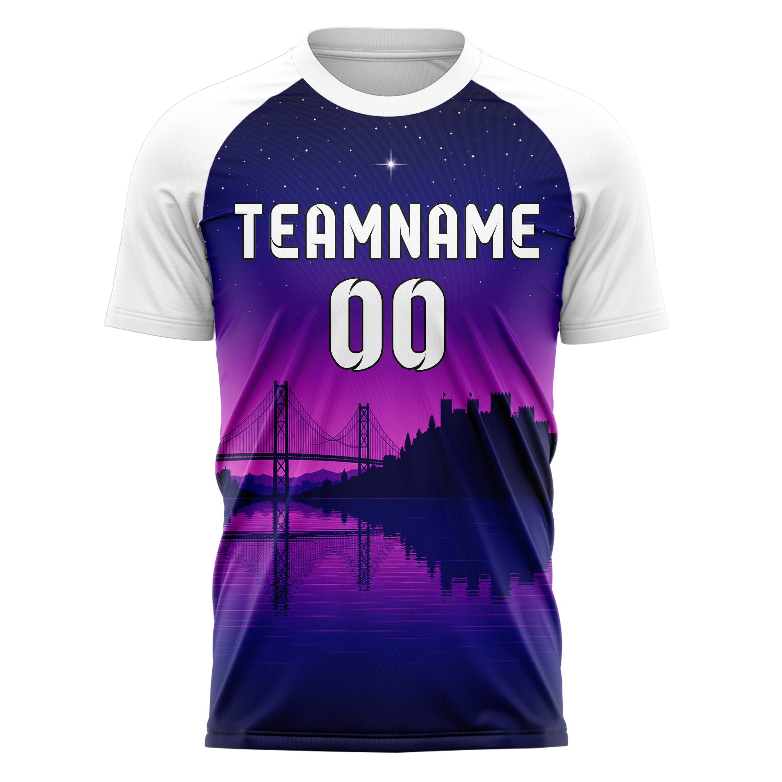 Marineblau Lisbon Skyline Design 15-0219 individuelles Fußballtrikot front