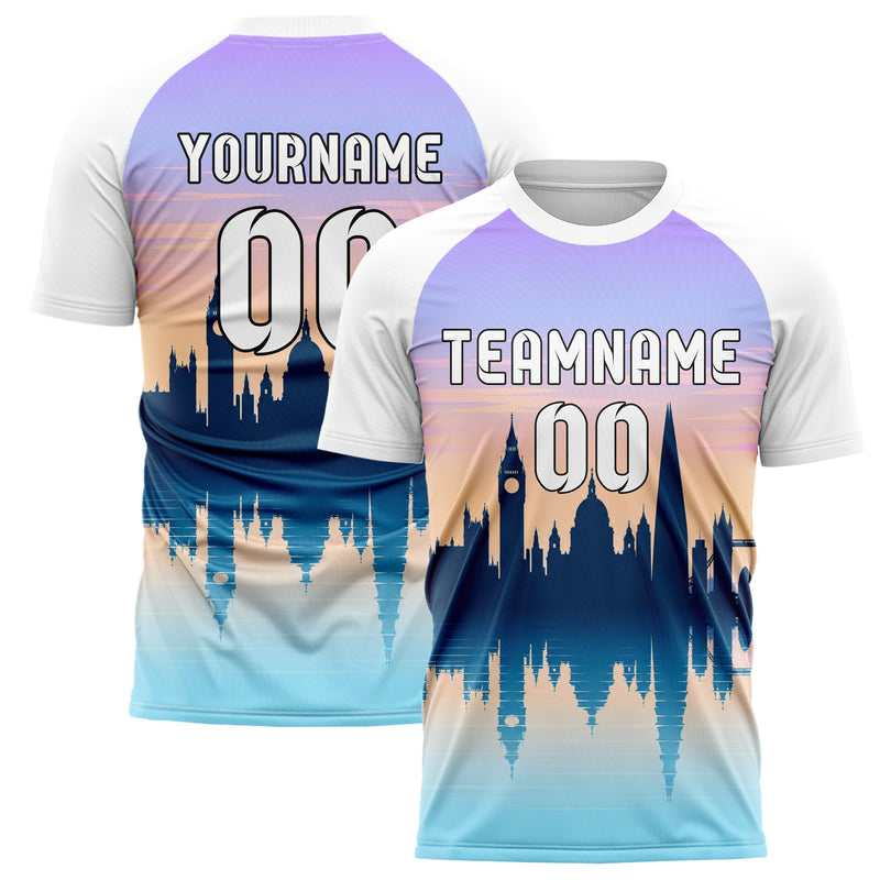 Hellblau London Skyline Design 15-0124 individuelles Fußballtrikot main