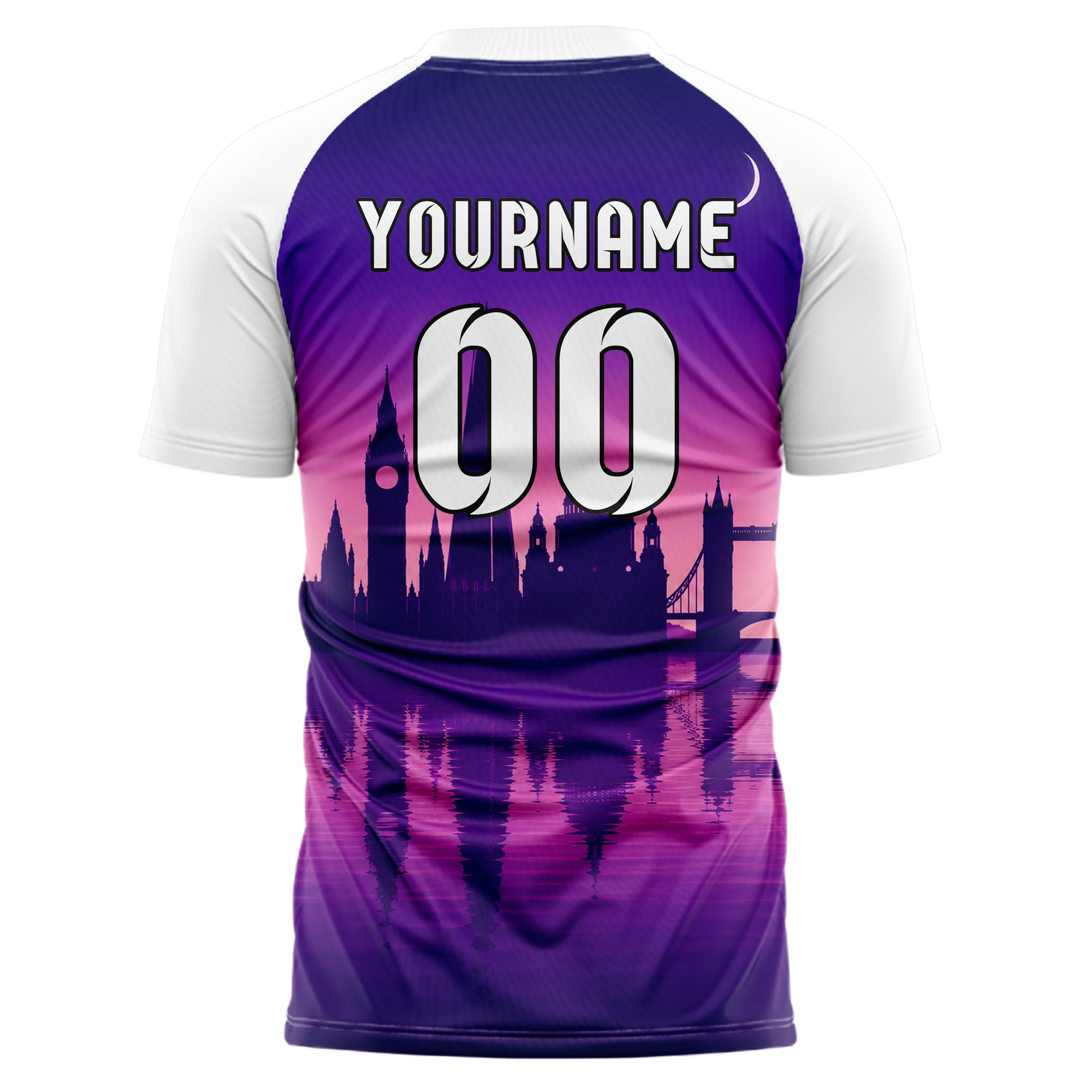 Lila London Skyline Design 15-0126 individuelles Fußballtrikot back