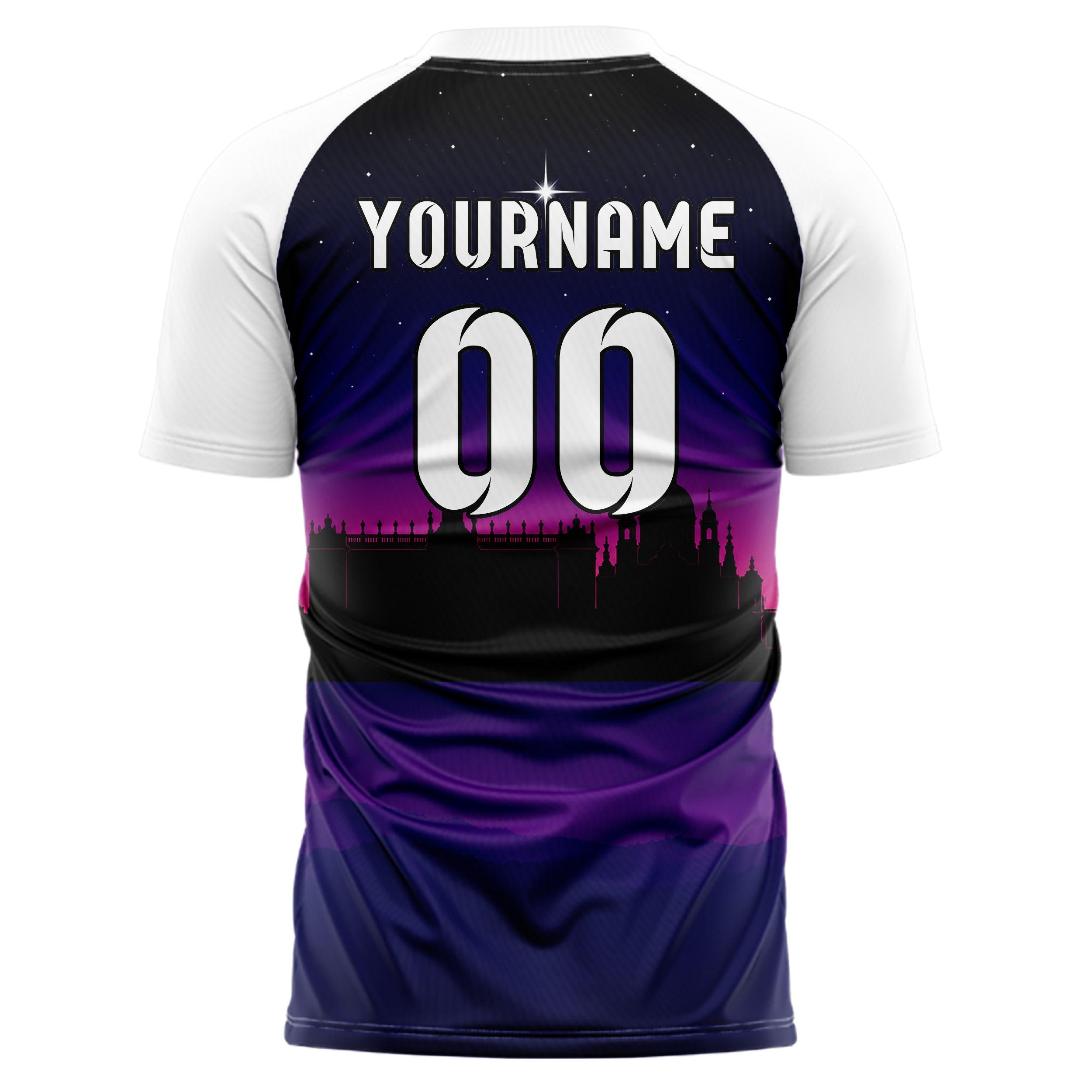 Schwarz Madrid Skyline Design 15-0198 individuelles Fußballtrikot back