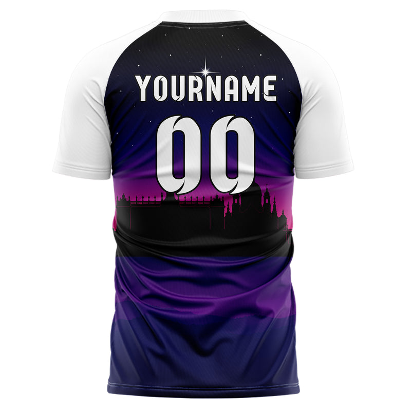 Schwarz Madrid Skyline Design 15-0198 individuelles Fußballtrikot back