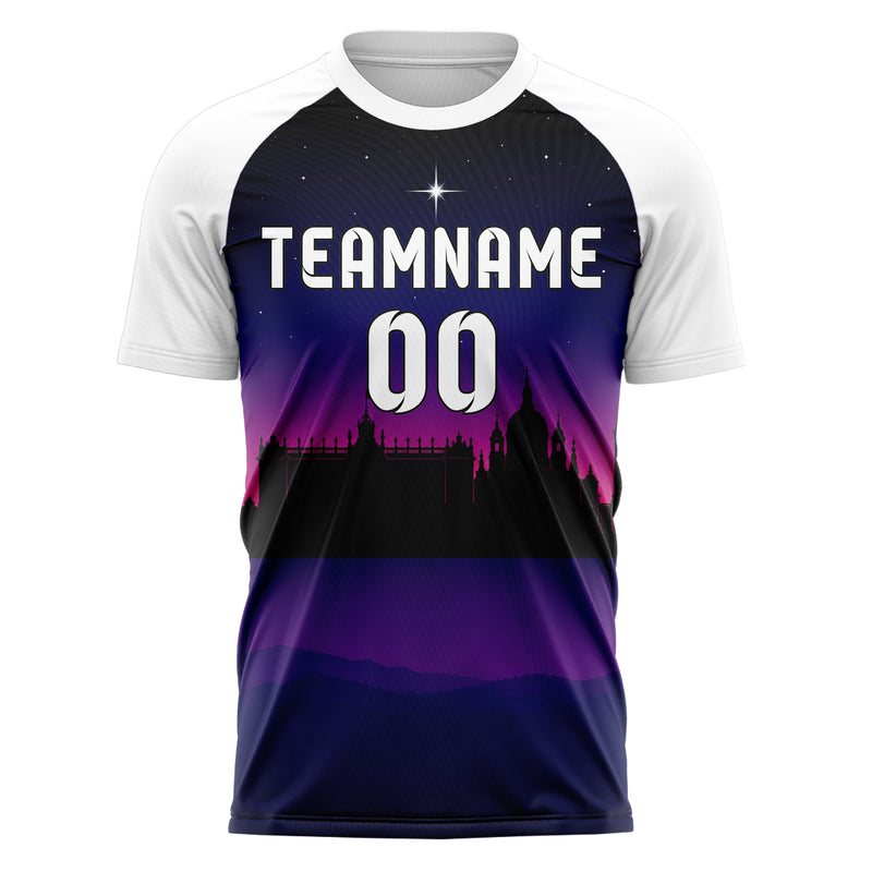 Schwarz Madrid Skyline Design 15-0198 individuelles Fußballtrikot front