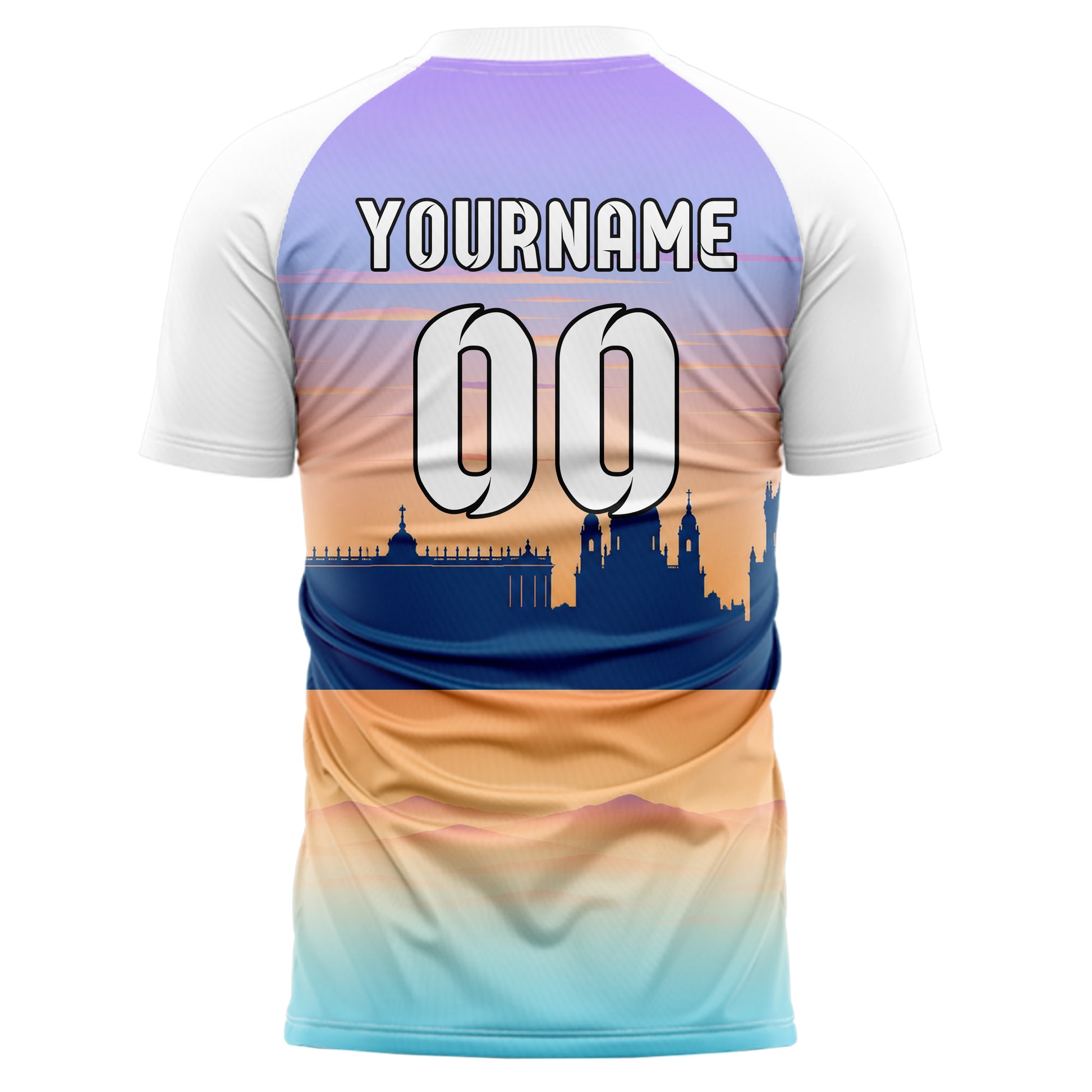 Hellblau Madrid Skyline Design 15-0194 individuelles Fußballtrikot back