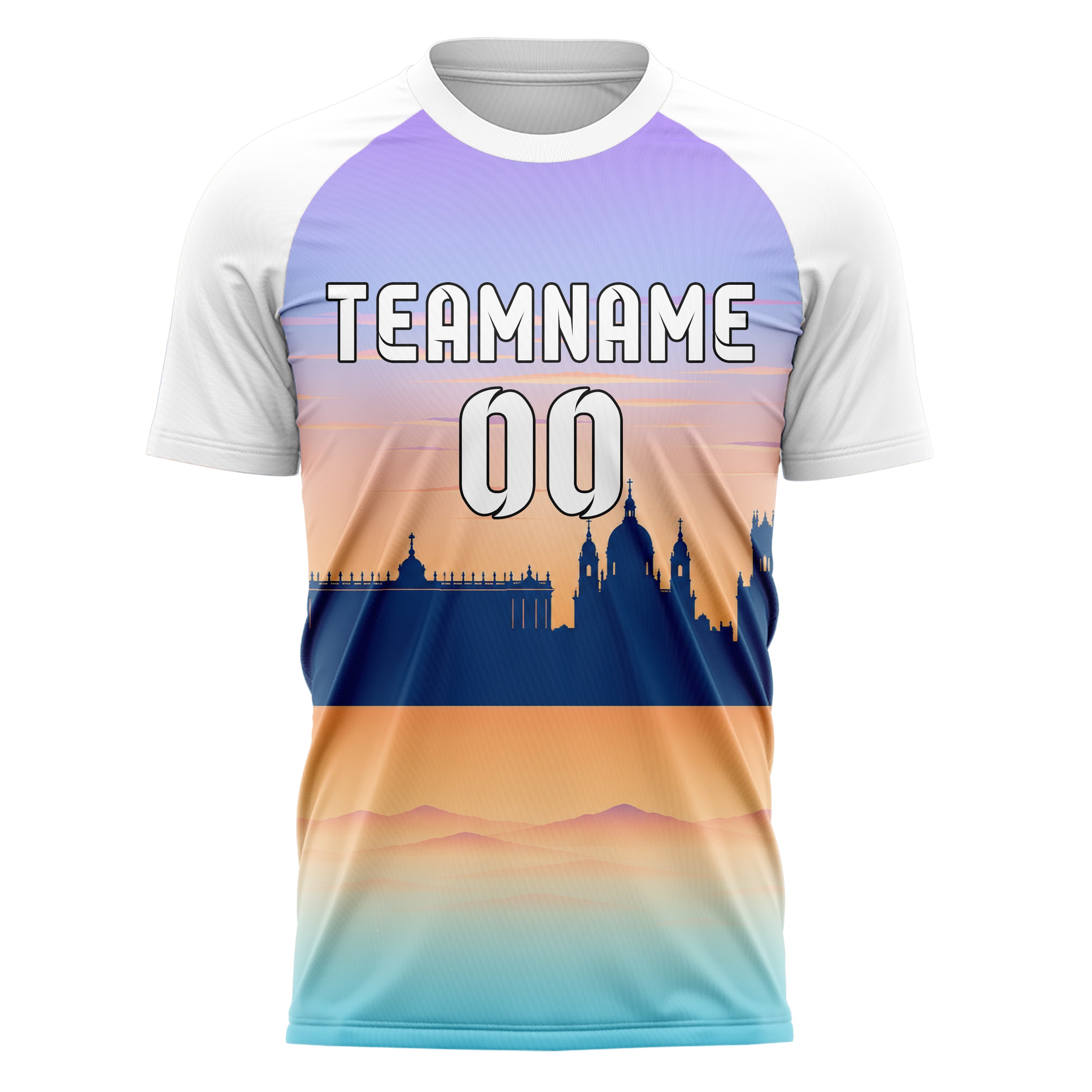 Hellblau Madrid Skyline Design 15-0194 individuelles Fußballtrikot front