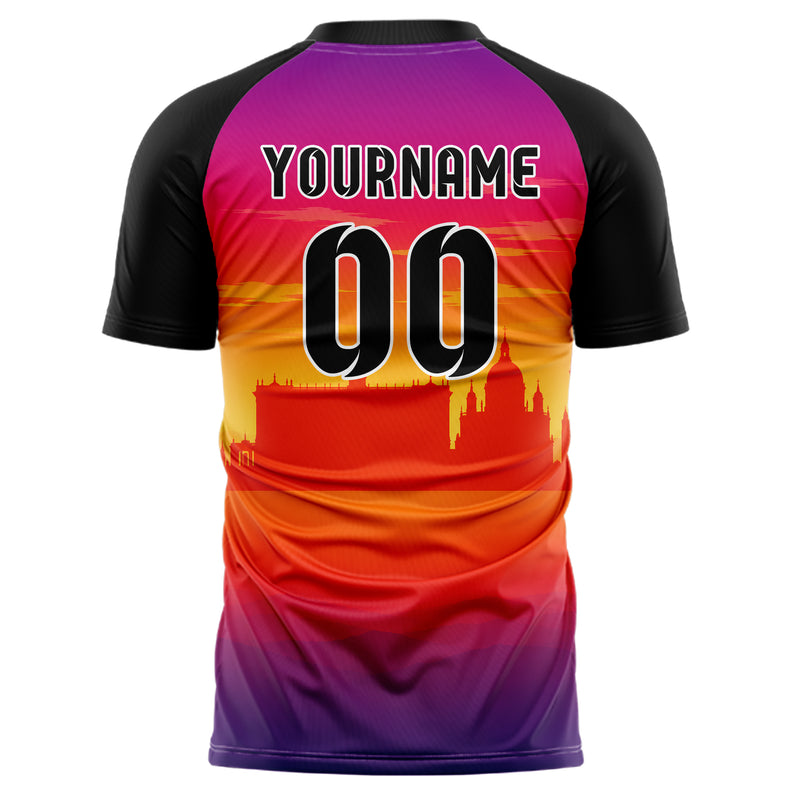 Orange Madrid Skyline Design 15-0192 individuelles Fußballtrikot back