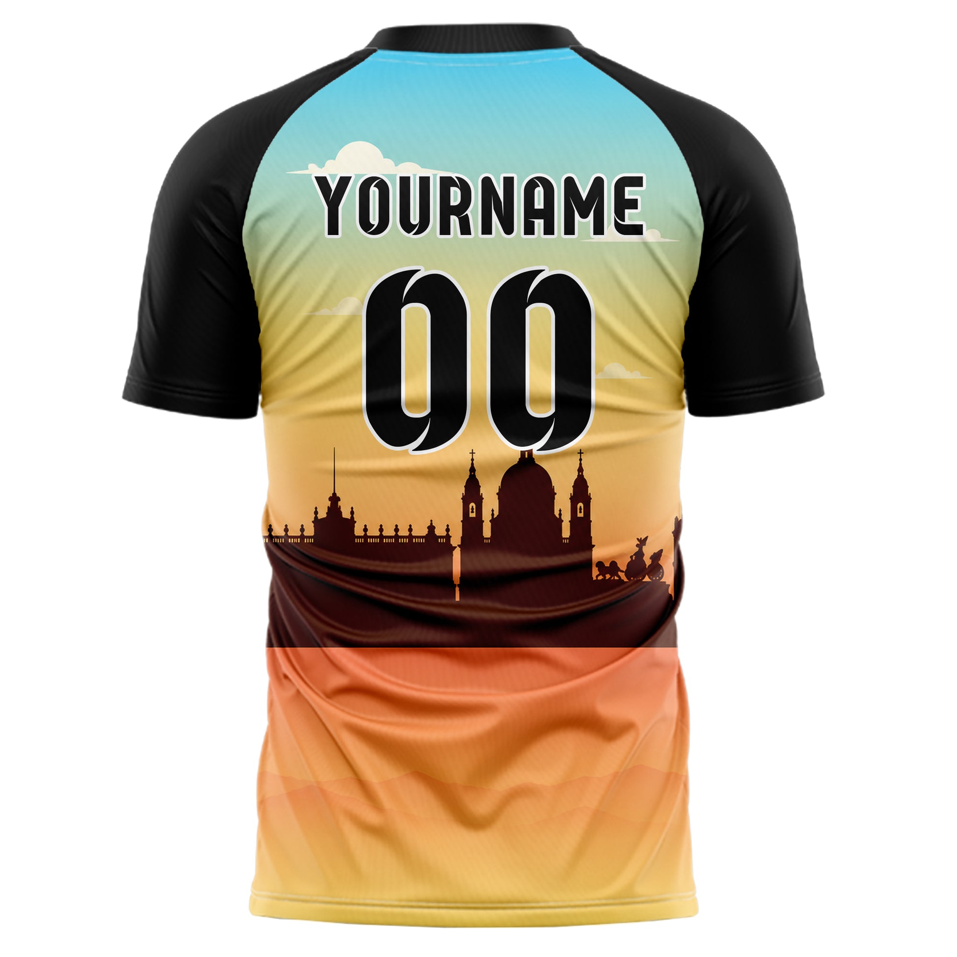 Gelb Madrid Skyline Design 15-0195 individuelles Fußballtrikot back