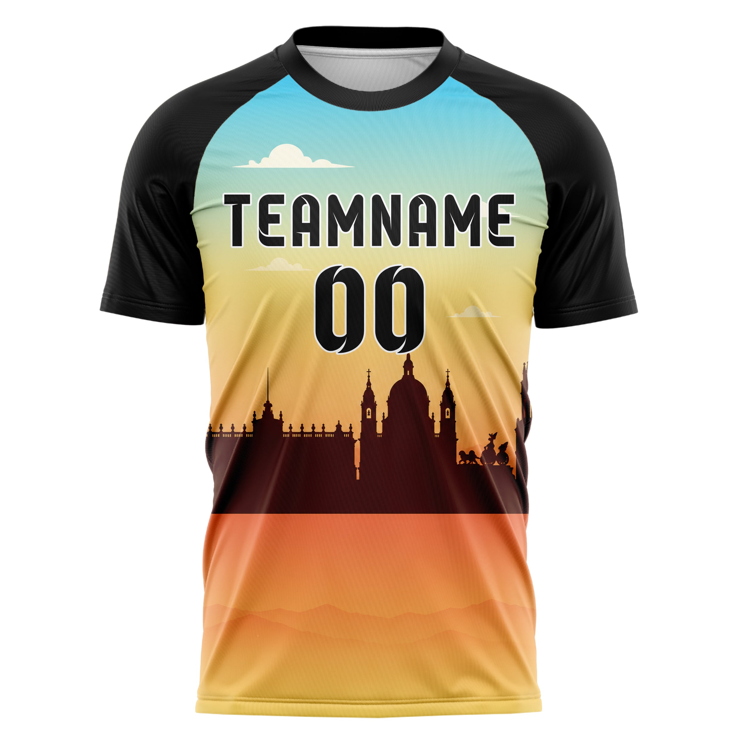 Gelb Madrid Skyline Design 15-0195 individuelles Fußballtrikot front
