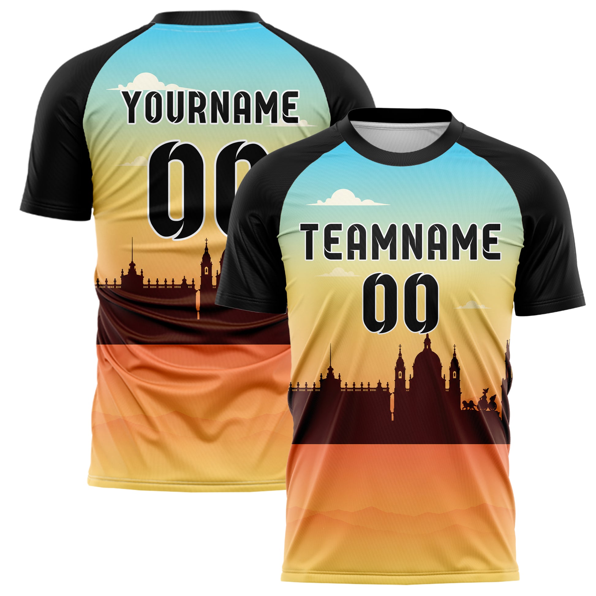 Gelb Madrid Skyline Design 15-0195 individuelles Fußballtrikot main