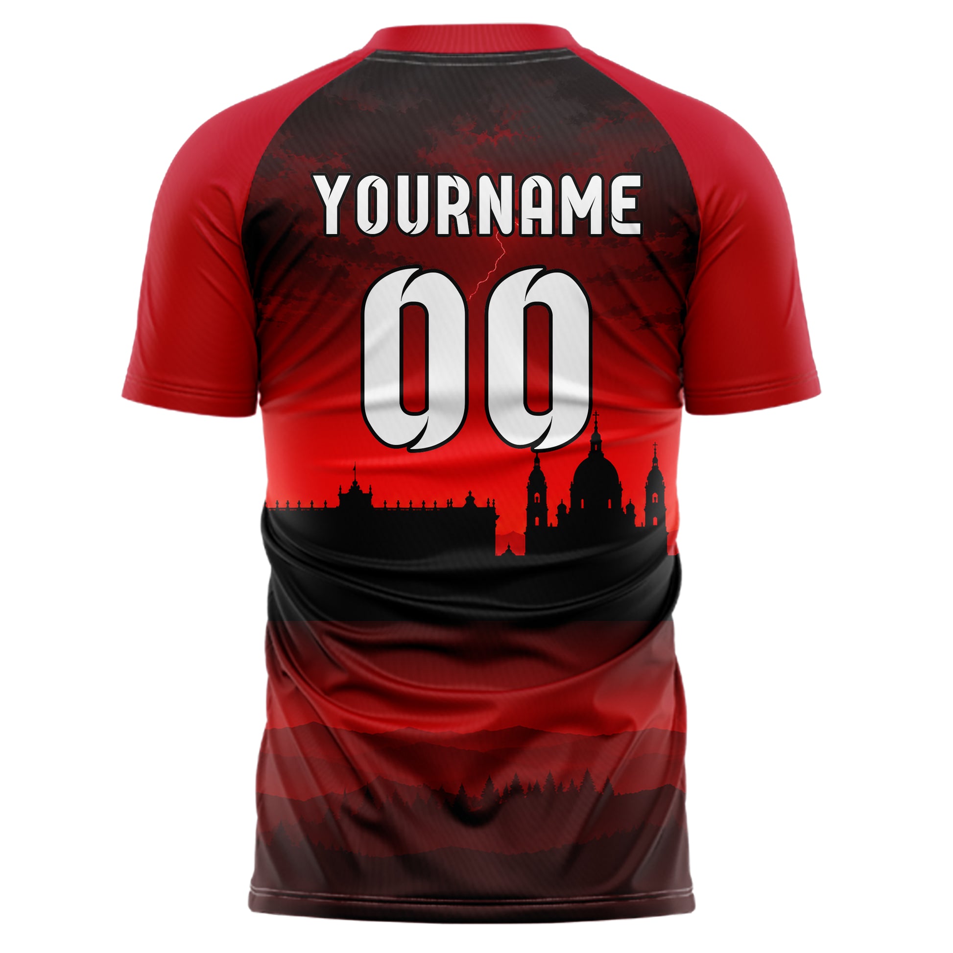 Schwarz Madrid Skyline Design 15-0197 individuelles Fußballtrikot back