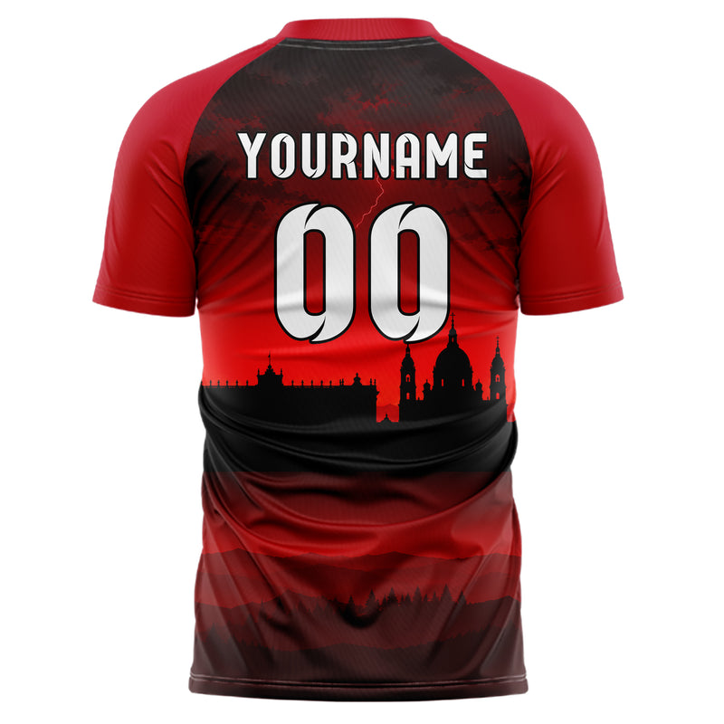 Schwarz Madrid Skyline Design 15-0197 individuelles Fußballtrikot back