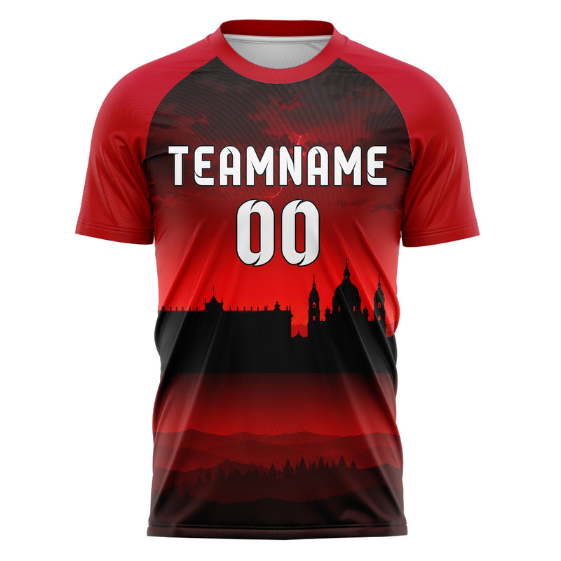 Schwarz Madrid Skyline Design 15-0197 individuelles Fußballtrikot front