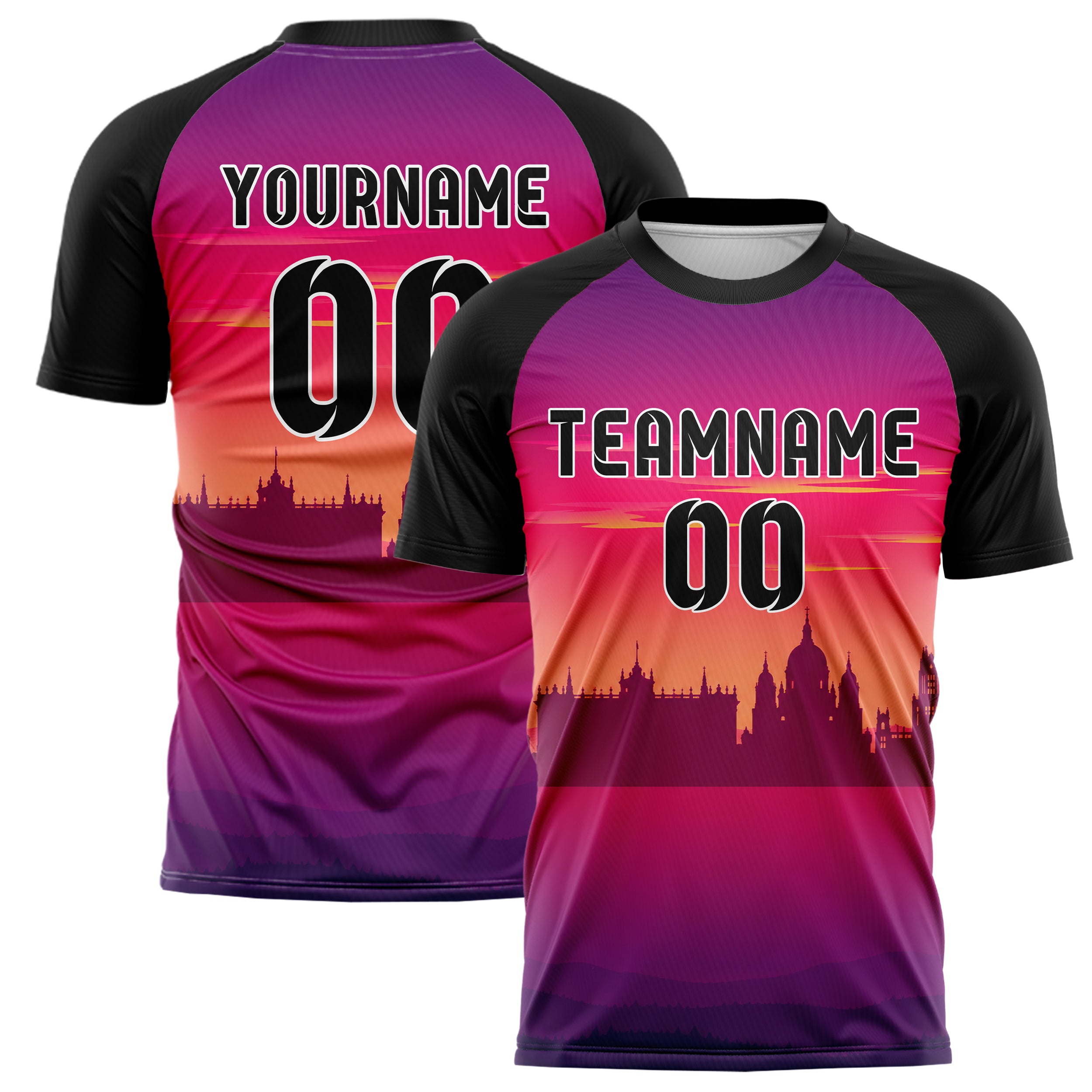 Hot Pink Madrid Skyline Design 15-0191 individuelles Fußballtrikot main