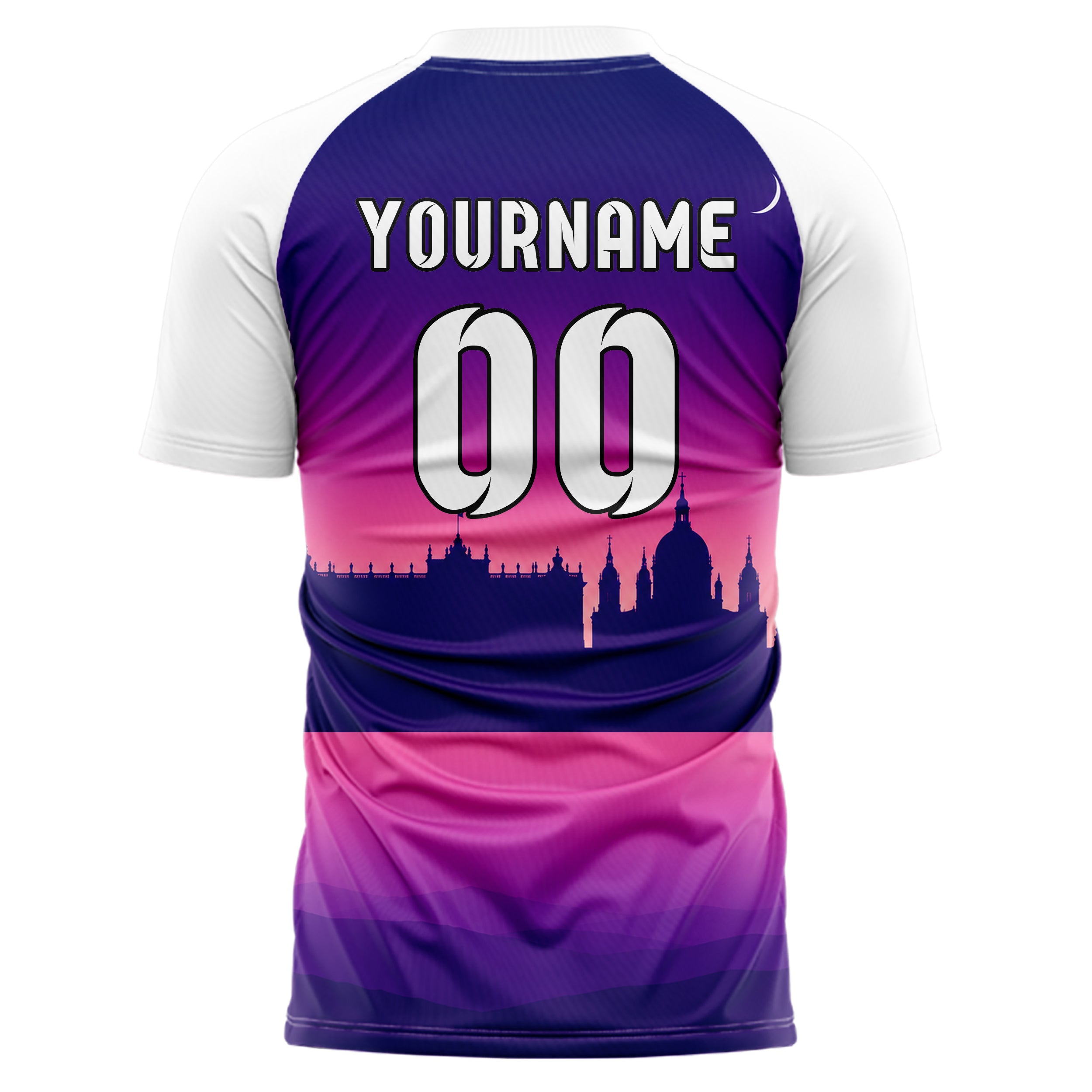 Lila Madrid Skyline Design 15-0196 individuelles Fußballtrikot back