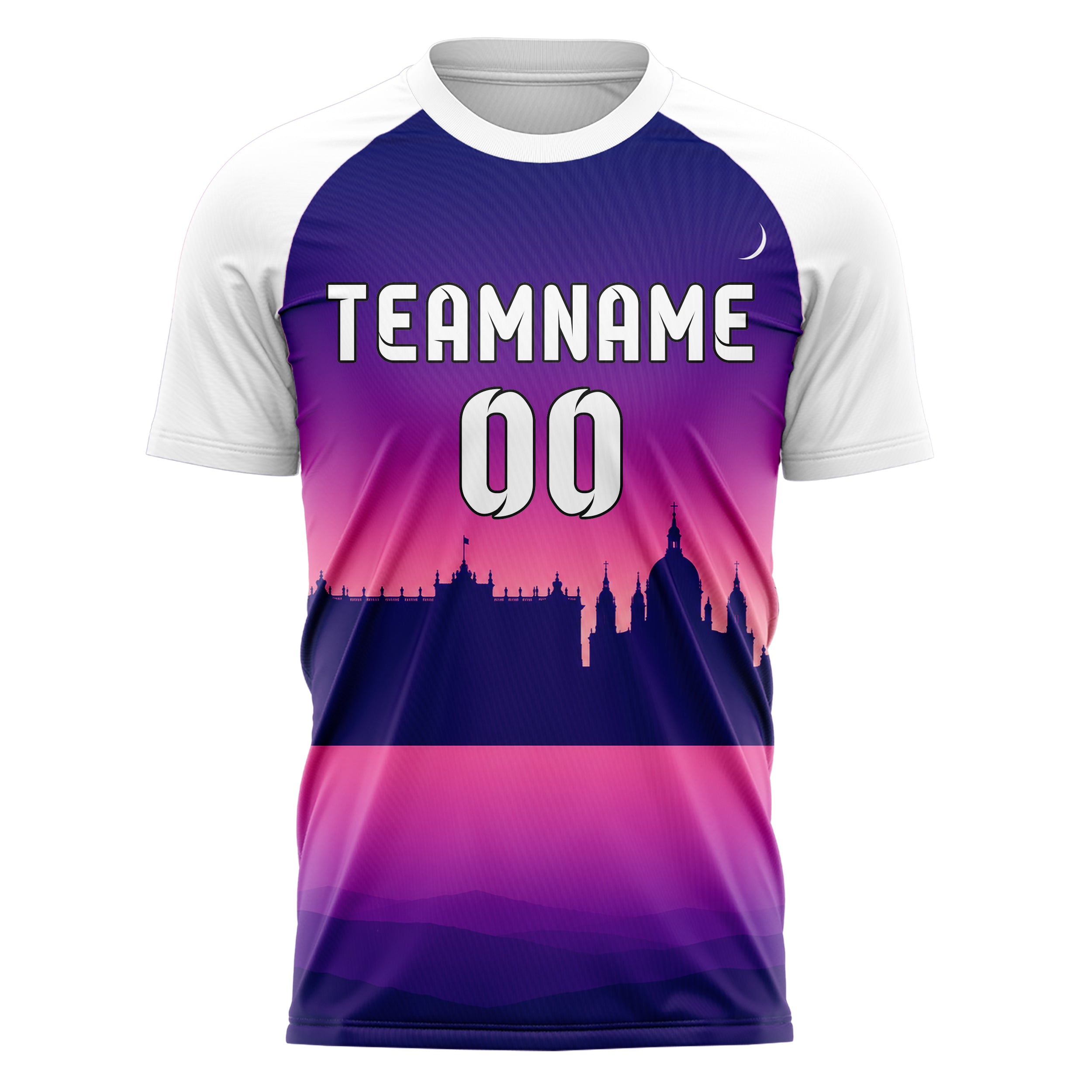Lila Madrid Skyline Design 15-0196 individuelles Fußballtrikot front