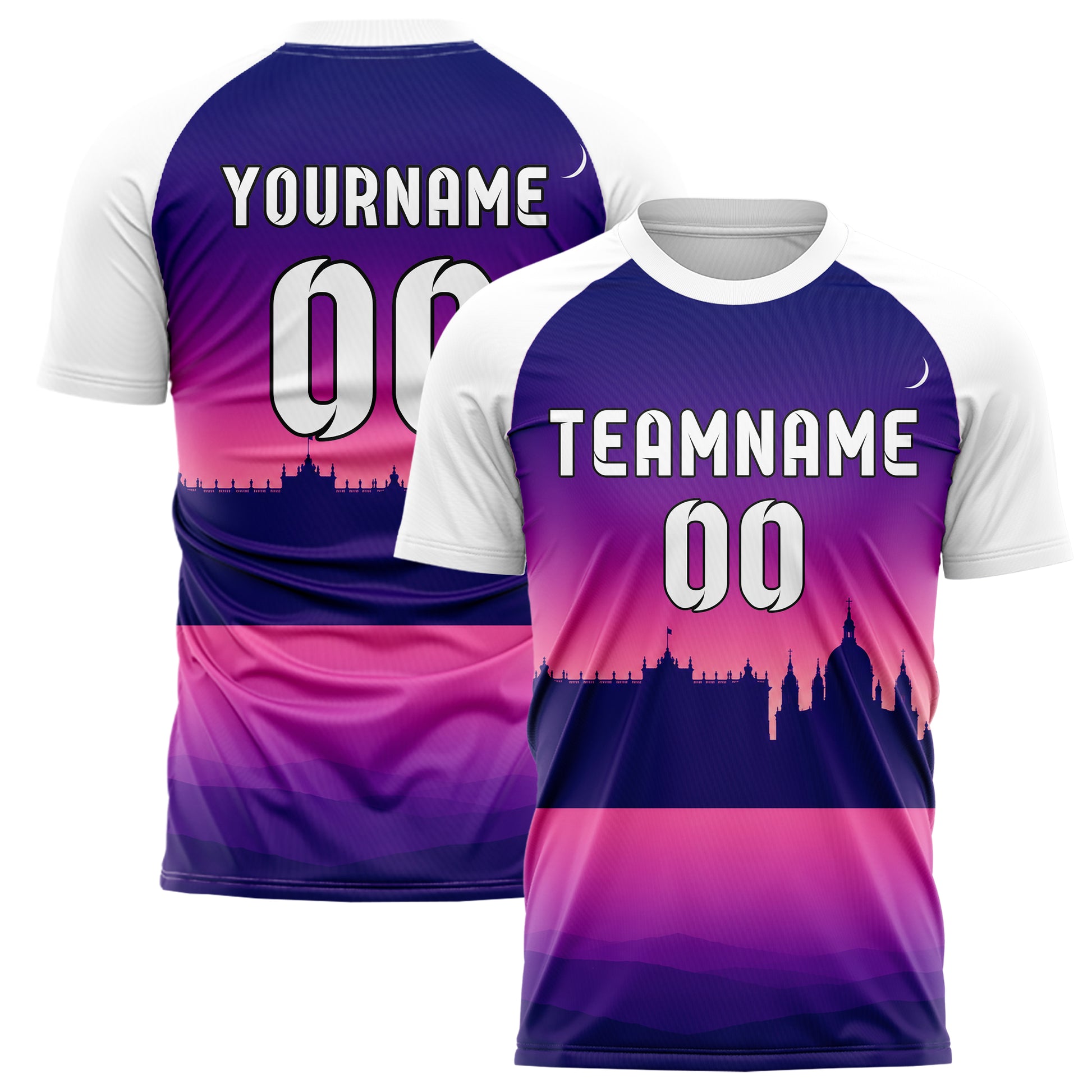 Lila Madrid Skyline Design 15-0196 individuelles Fußballtrikot main