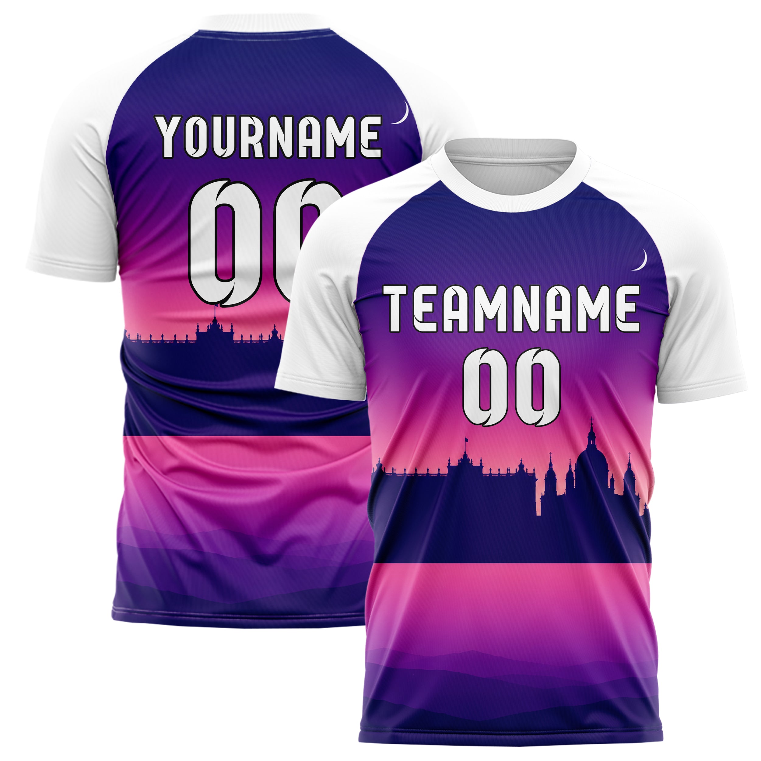 Lila Madrid Skyline Design 15-0196 individuelles Fußballtrikot main
