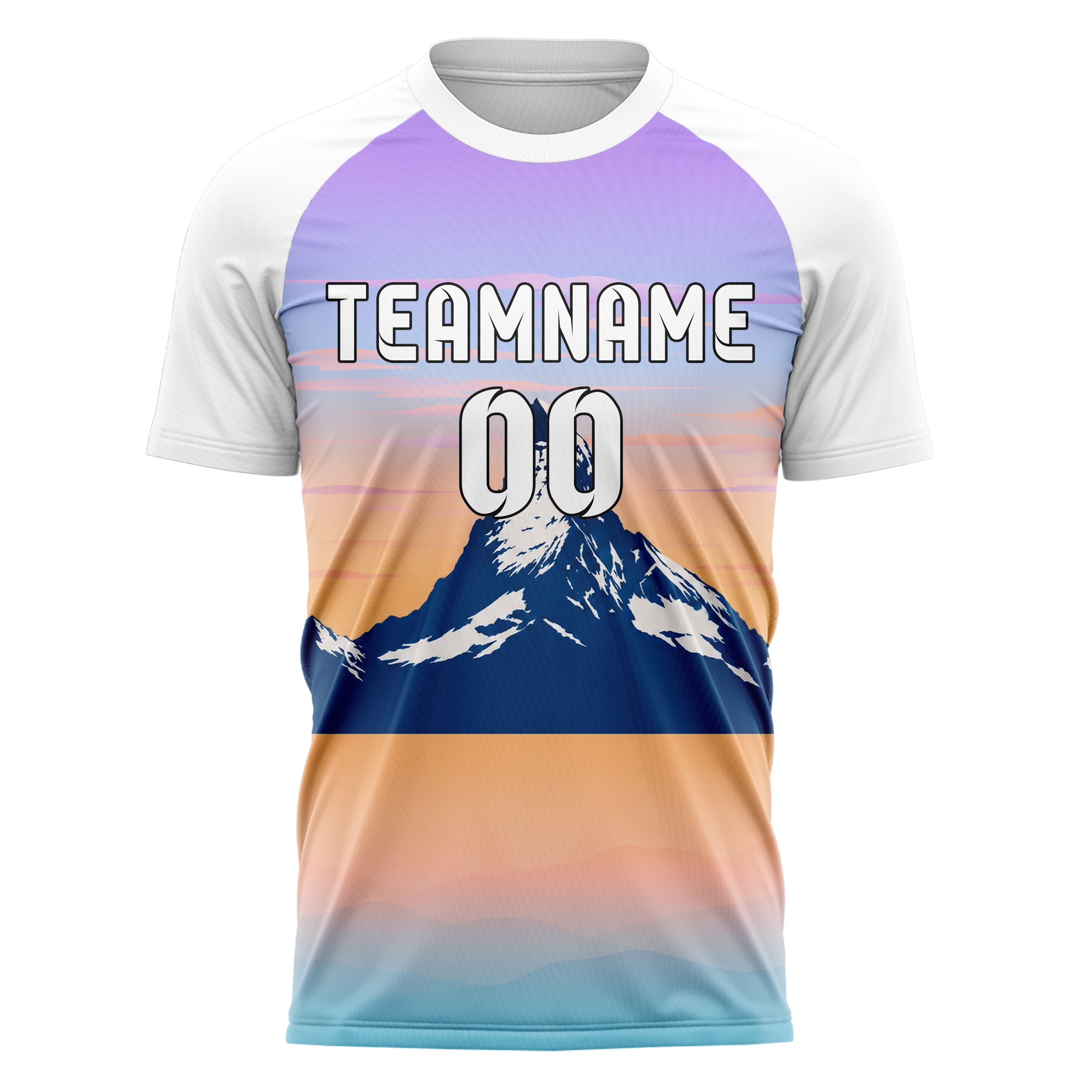 Hellblau Matterhorn Skyline Design 15-0344 individuelles Fußballtrikot front