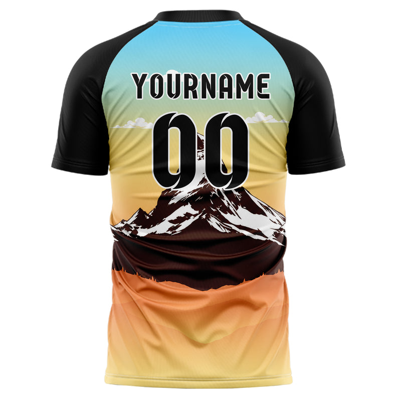 Gelb Matterhorn Skyline Design 15-0345 individuelles Fußballtrikot back
