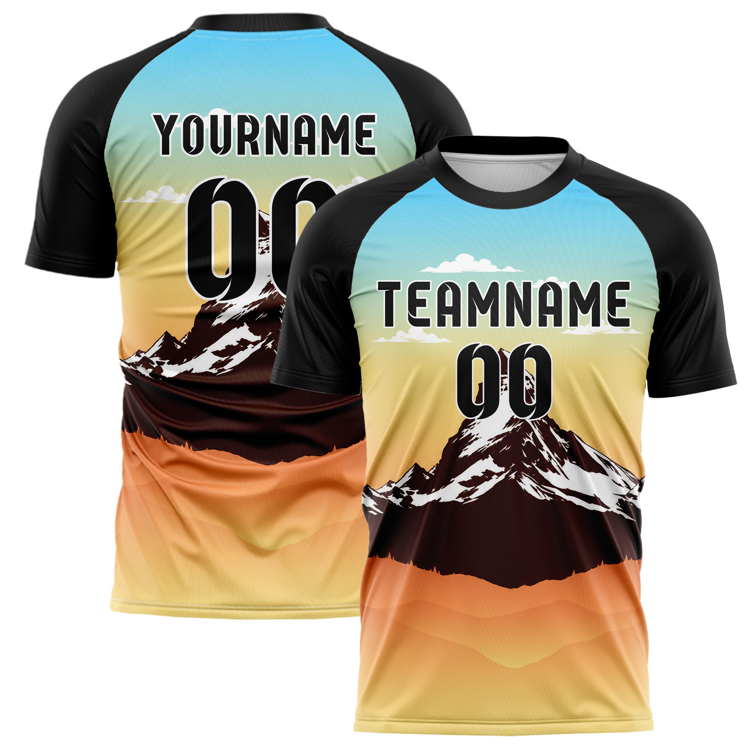 Gelb Matterhorn Skyline Design 15-0345 individuelles Fußballtrikot main