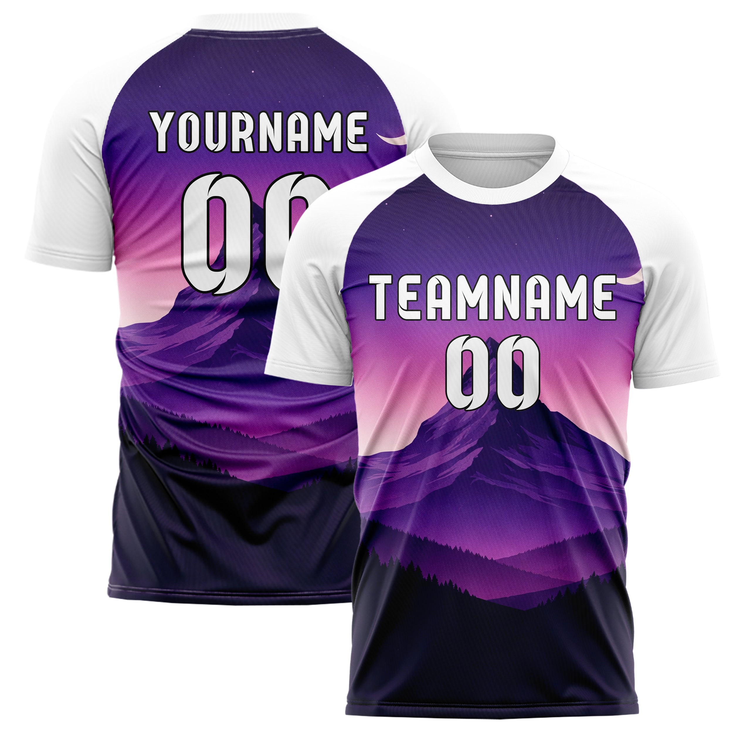 Lila Matterhorn Skyline Design 15-0346 individuelles Fußballtrikot main