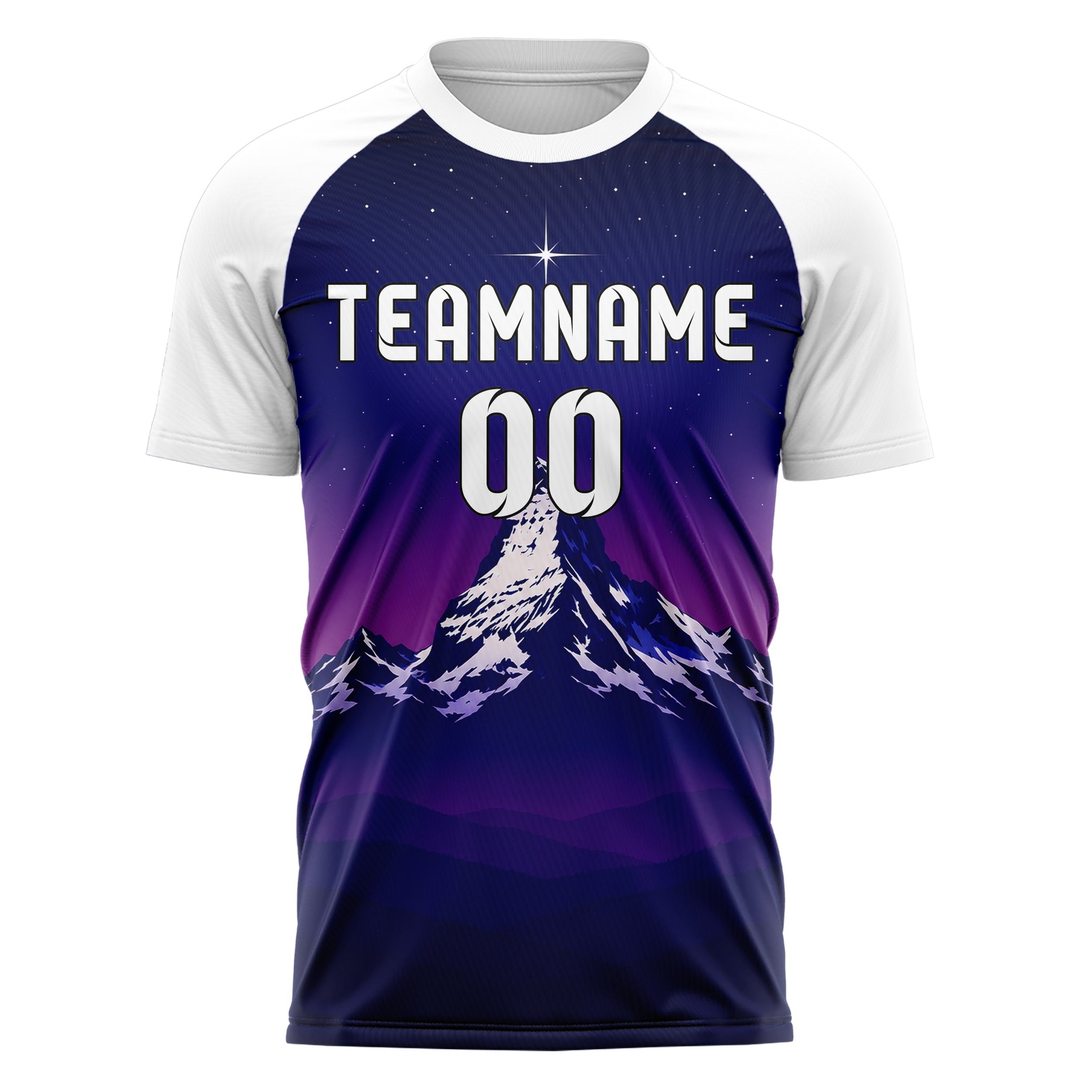 Marineblau Matterhorn Skyline Design 15-0349 individuelles Fußballtrikot front