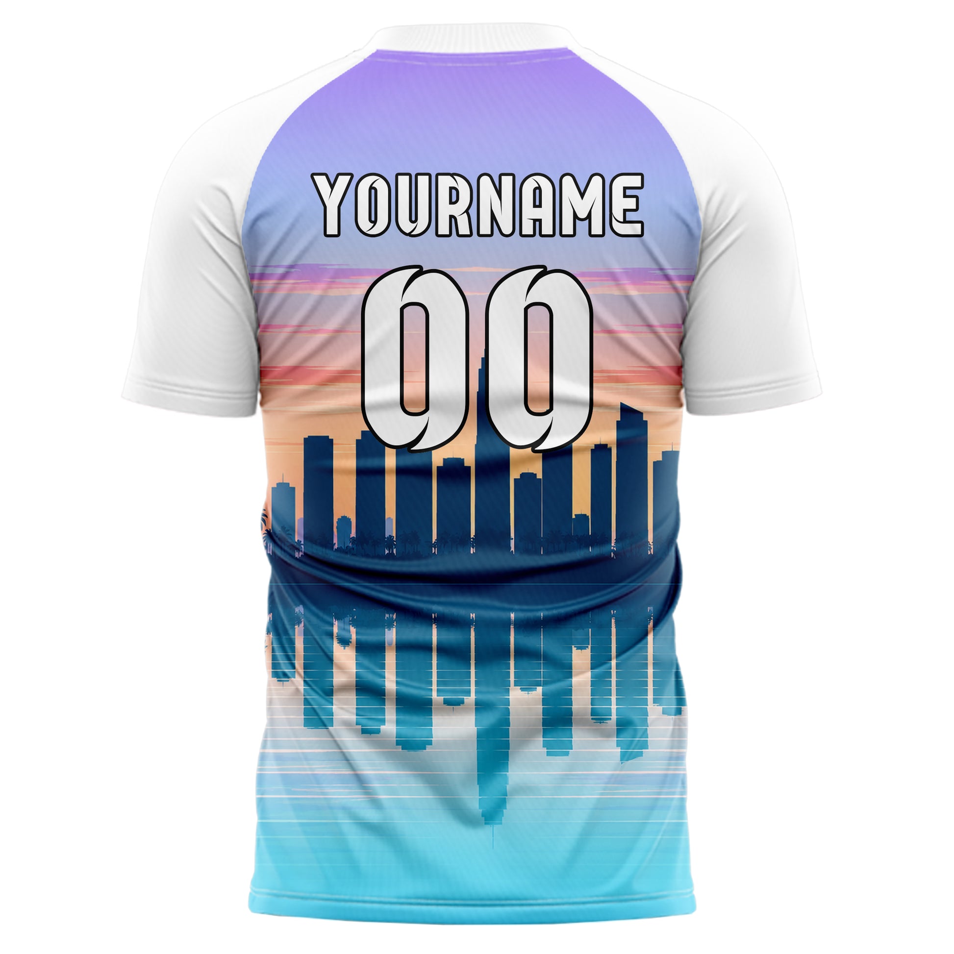 Hellblau Miami Skyline Design 15-0034 individuelles Fußballtrikot back