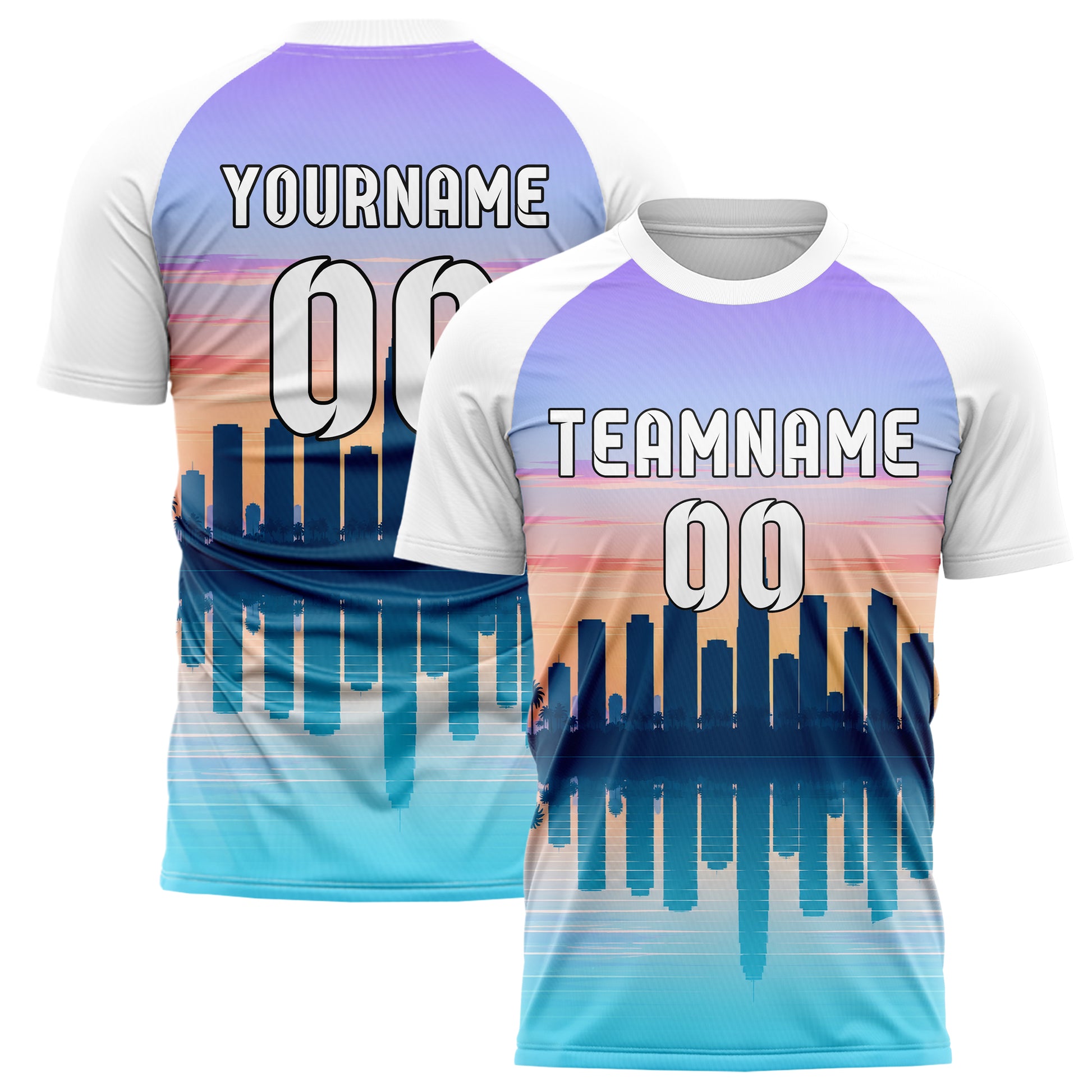 Hellblau Miami Skyline Design 15-0034 individuelles Fußballtrikot main
