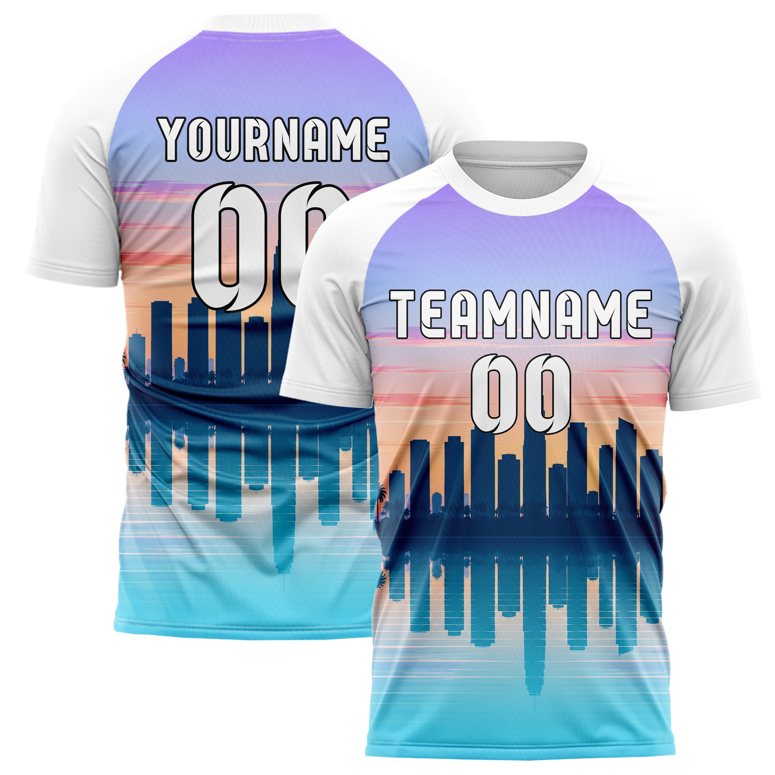 Hellblau Miami Skyline Design 15-0034 individuelles Fußballtrikot main