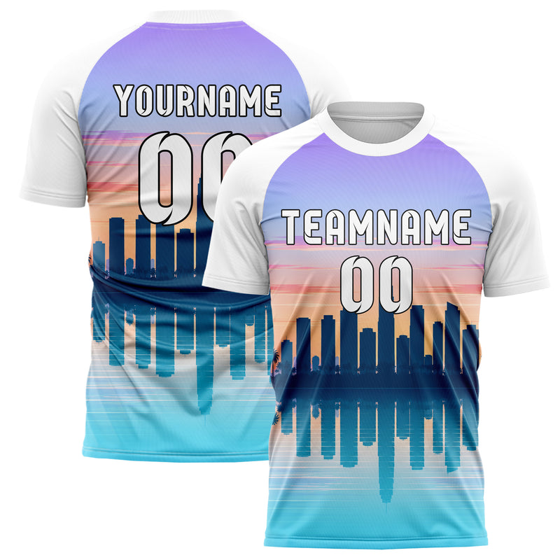 Hellblau Miami Skyline Design 15-0034 individuelles Fußballtrikot main
