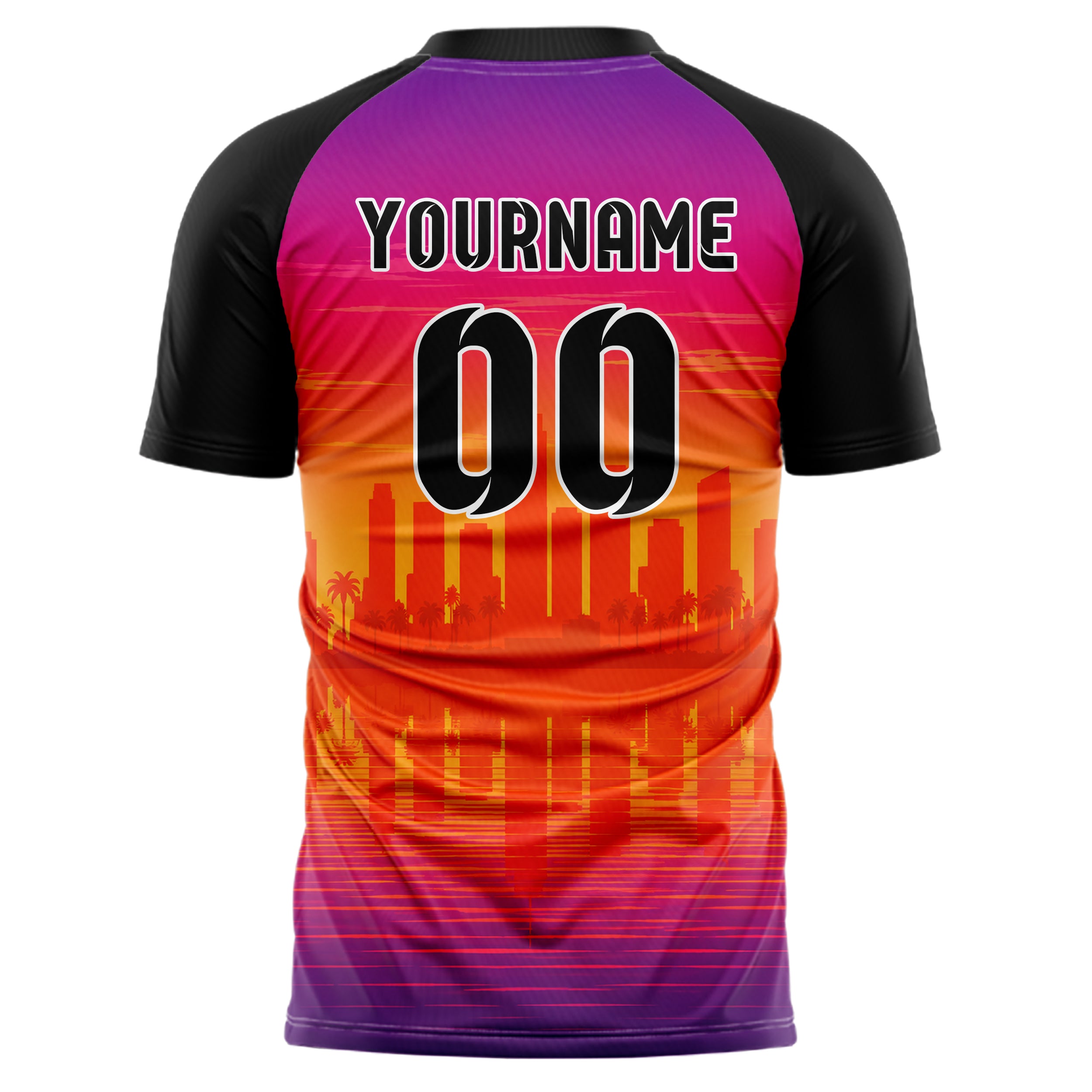 Orange Miami Skyline Design 15-0032 individuelles Fußballtrikot back