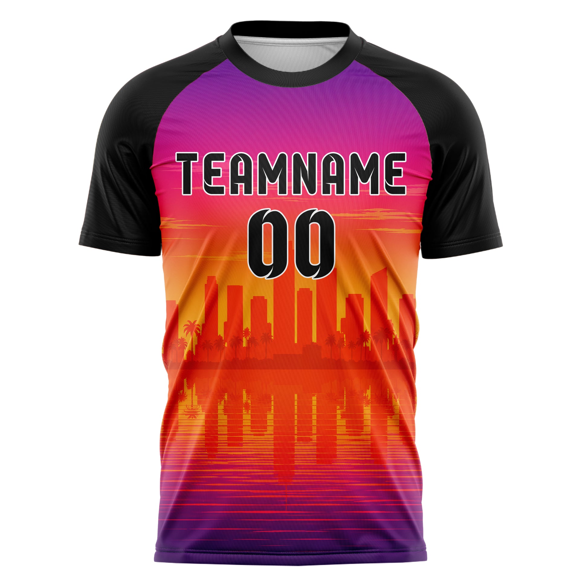 Orange Miami Skyline Design 15-0032 individuelles Fußballtrikot front