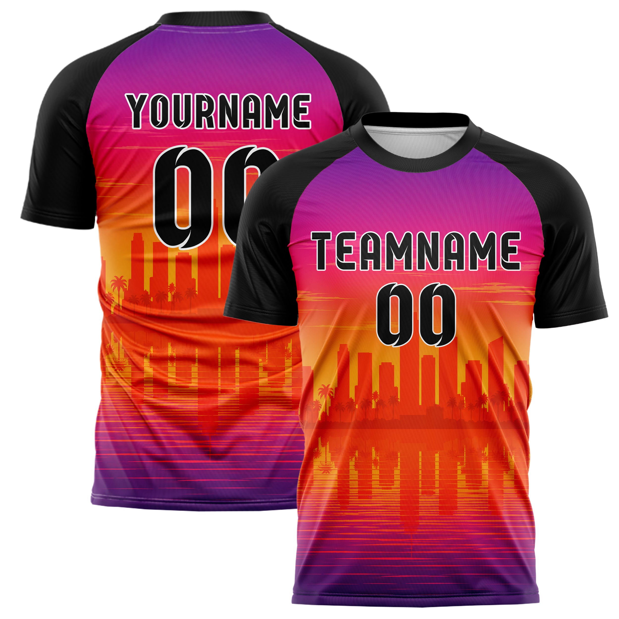 Orange Miami Skyline Design 15-0032 individuelles Fußballtrikot main