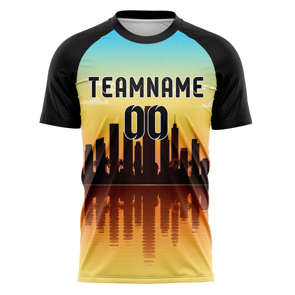 Gelb Miami Skyline Design 15-0035 individuelles Fußballtrikot front