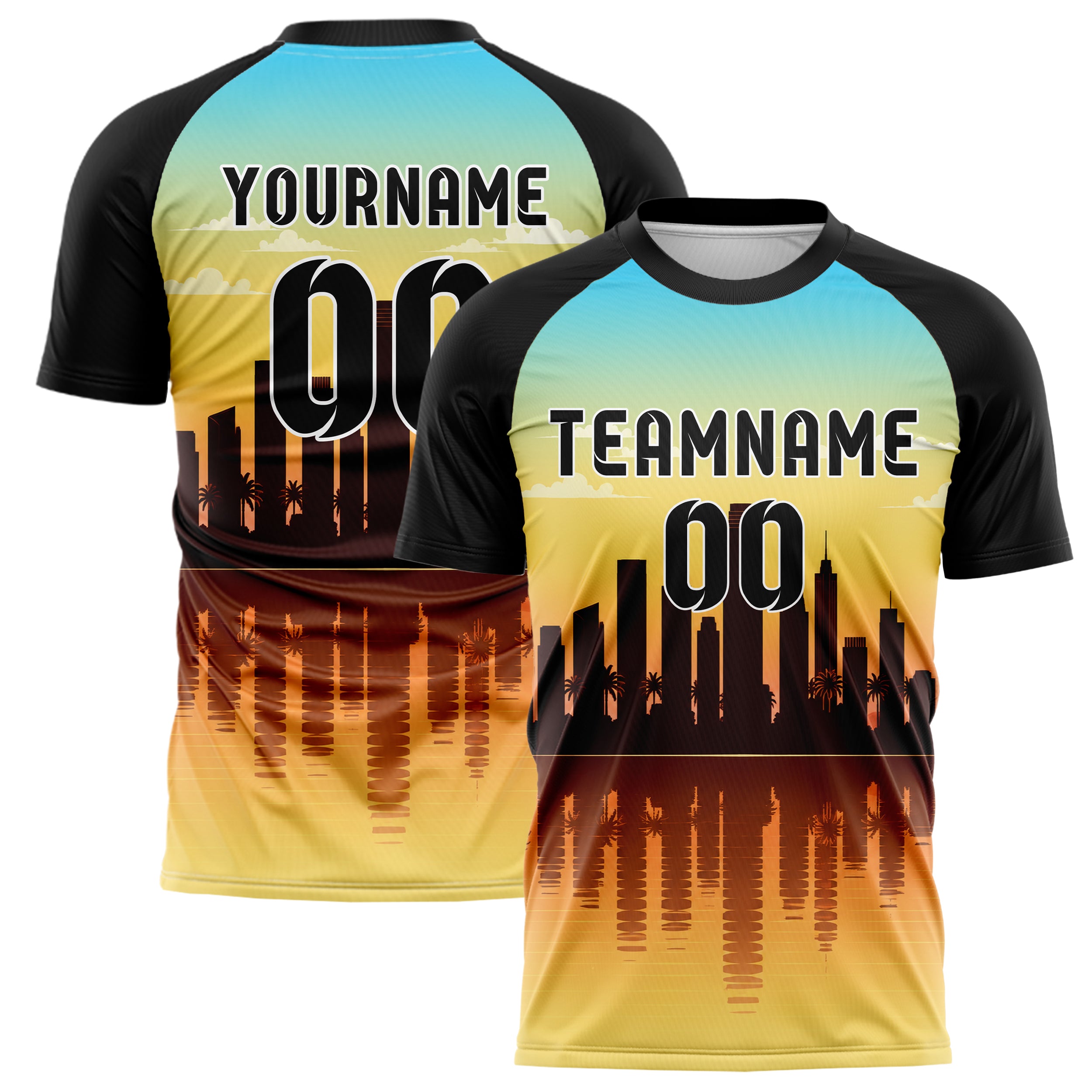 Gelb Miami Skyline Design 15-0035 individuelles Fußballtrikot main