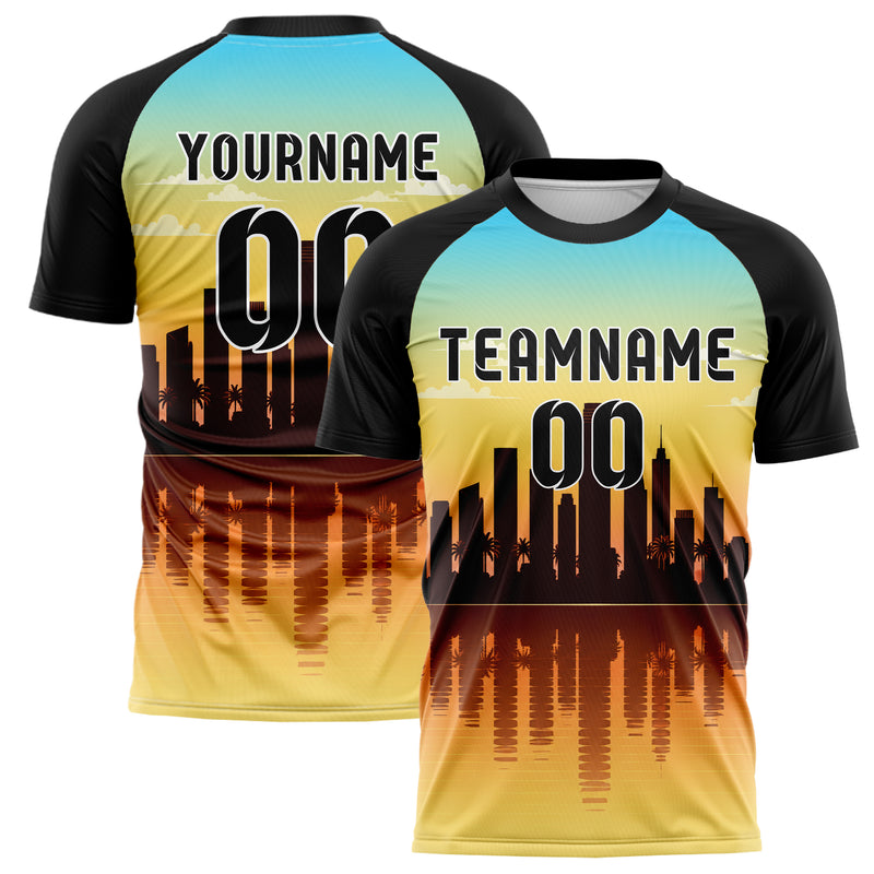 Gelb Miami Skyline Design 15-0035 individuelles Fußballtrikot main