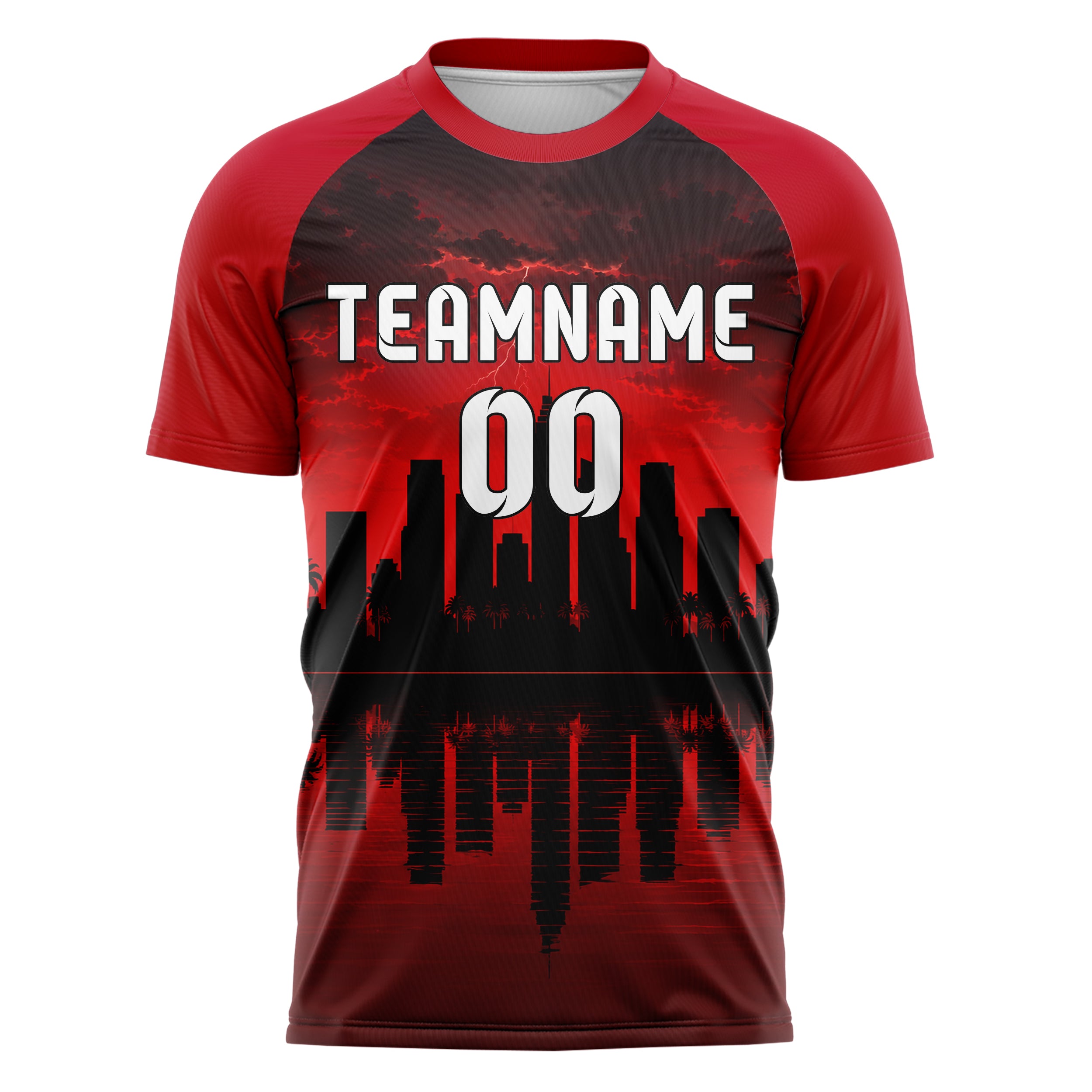 Schwarz Miami Skyline Design 15-0037 individuelles Fußballtrikot front
