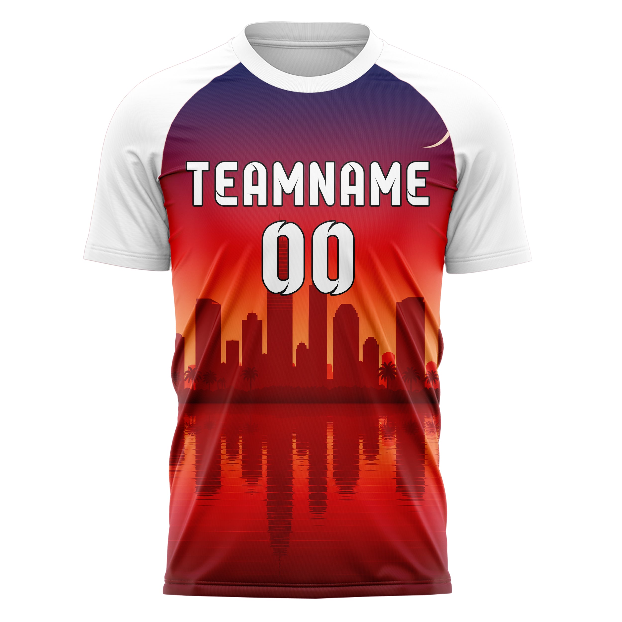Rot Miami Skyline Design 15-0033 individuelles Fußballtrikot front