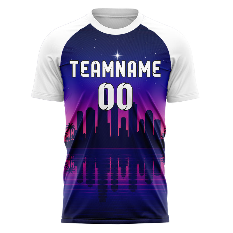 Marineblau Miami Skyline Design 15-0039 individuelles Fußballtrikot front