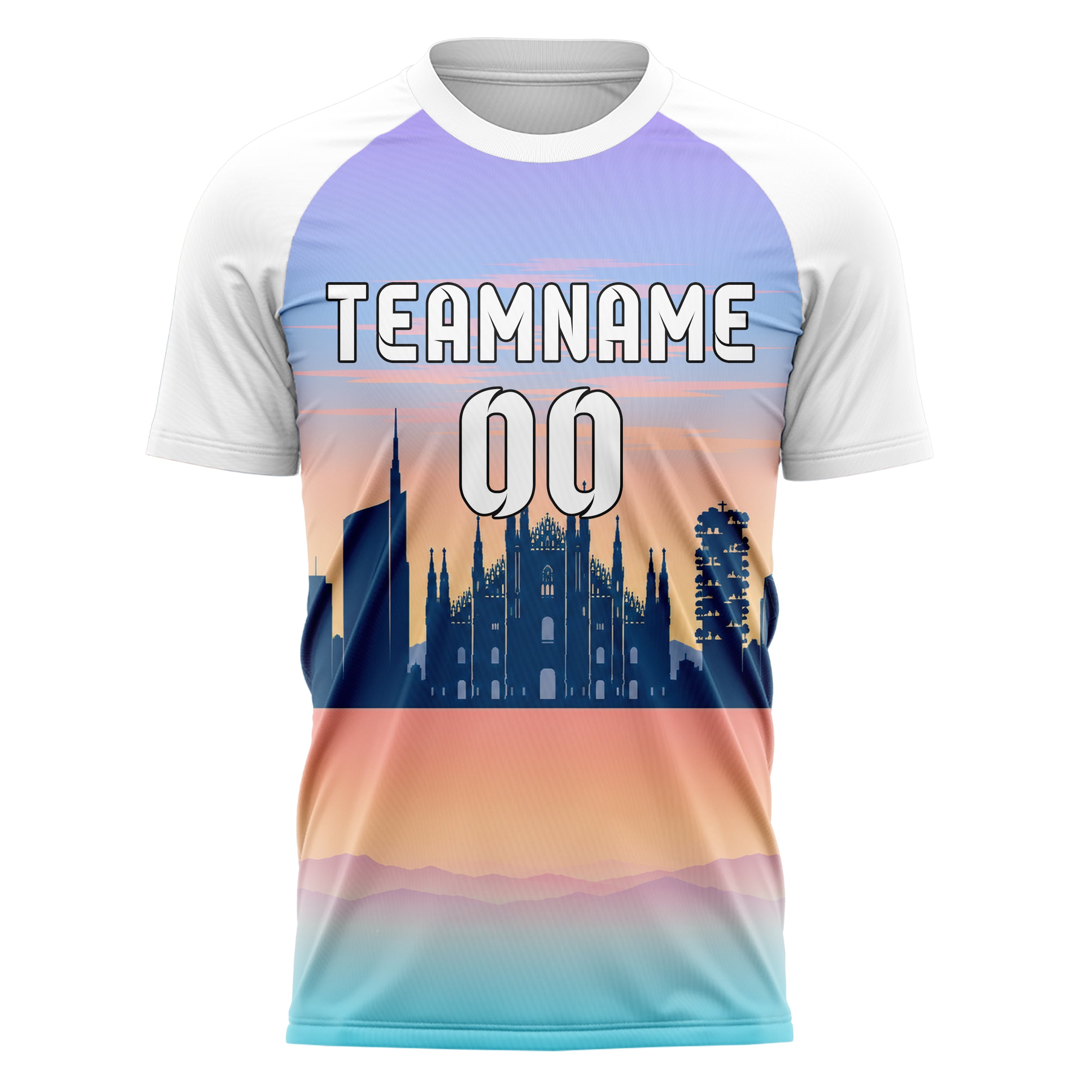 Hellblau Milan Skyline Design 15-0234 individuelles Fußballtrikot front