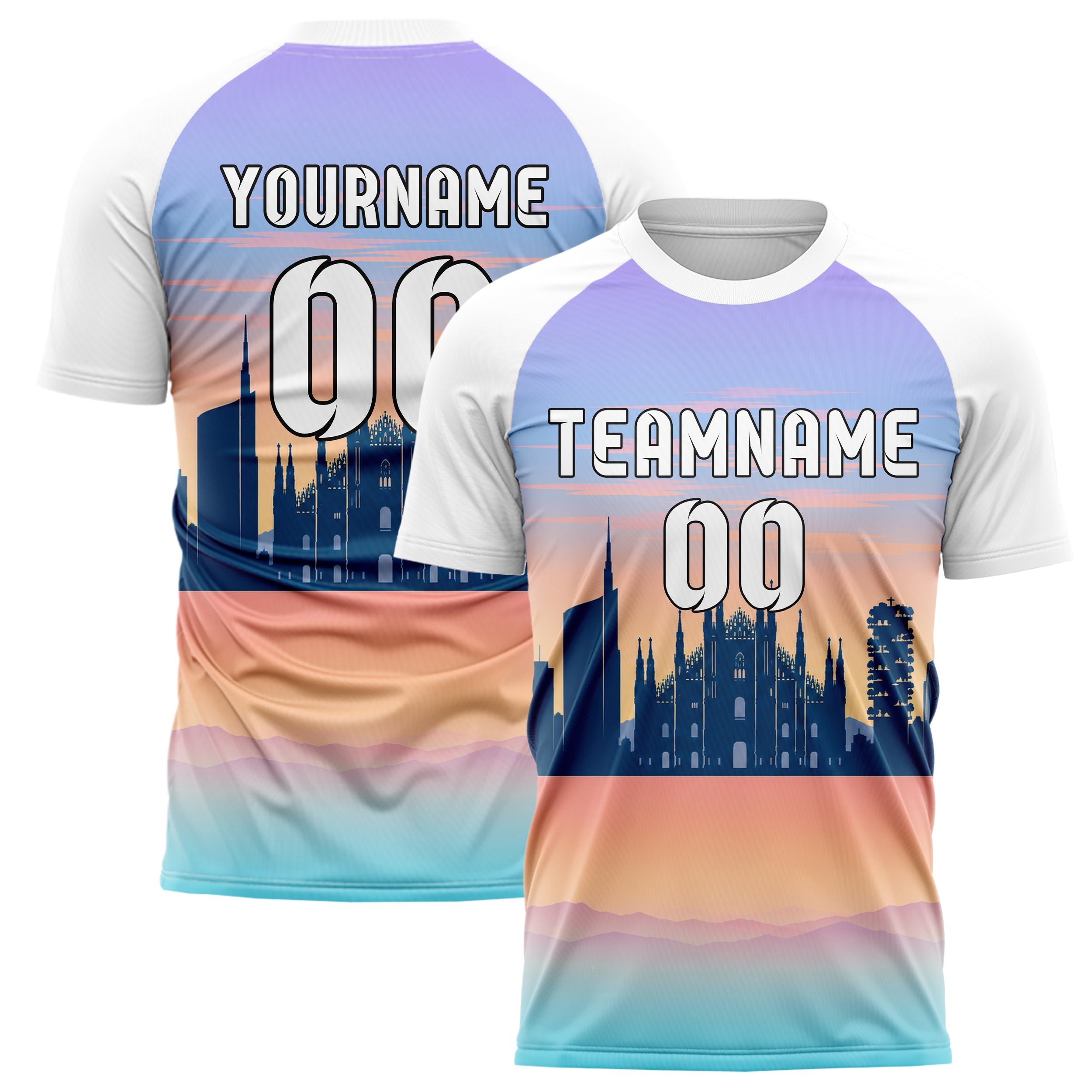 Hellblau Milan Skyline Design 15-0234 individuelles Fußballtrikot main