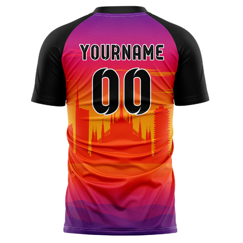 Orange Milan Skyline Design 15-0232 individuelles Fußballtrikot back