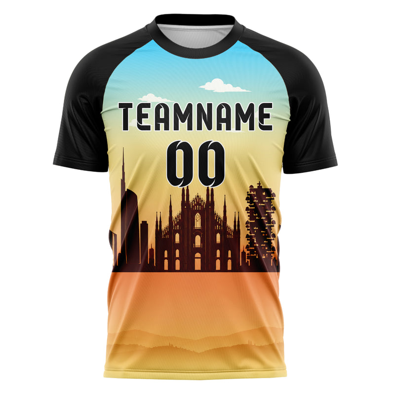 Gelb Milan Skyline Design 15-0235 individuelles Fußballtrikot front