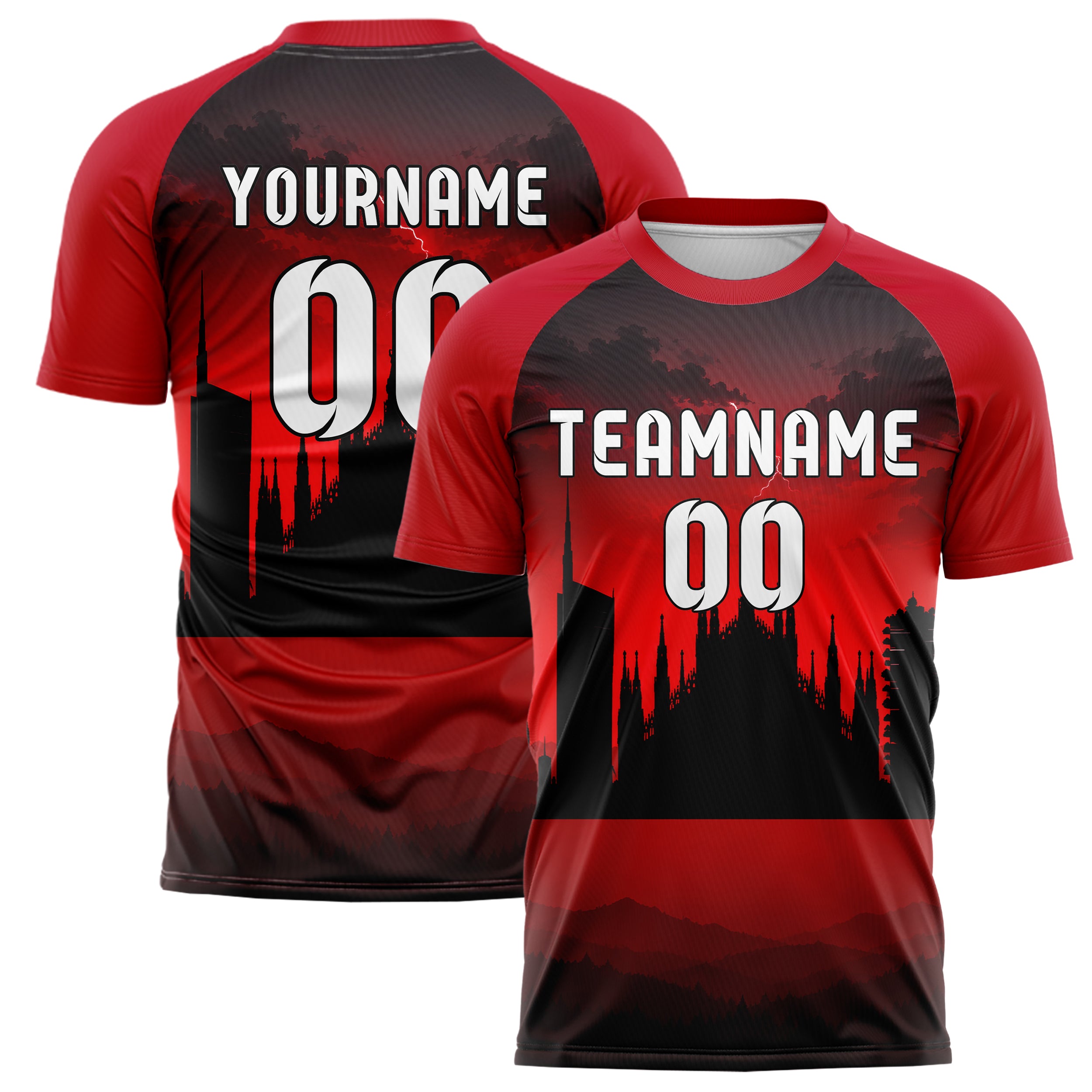 Schwarz Milan Skyline Design 15-0237 individuelles Fußballtrikot main