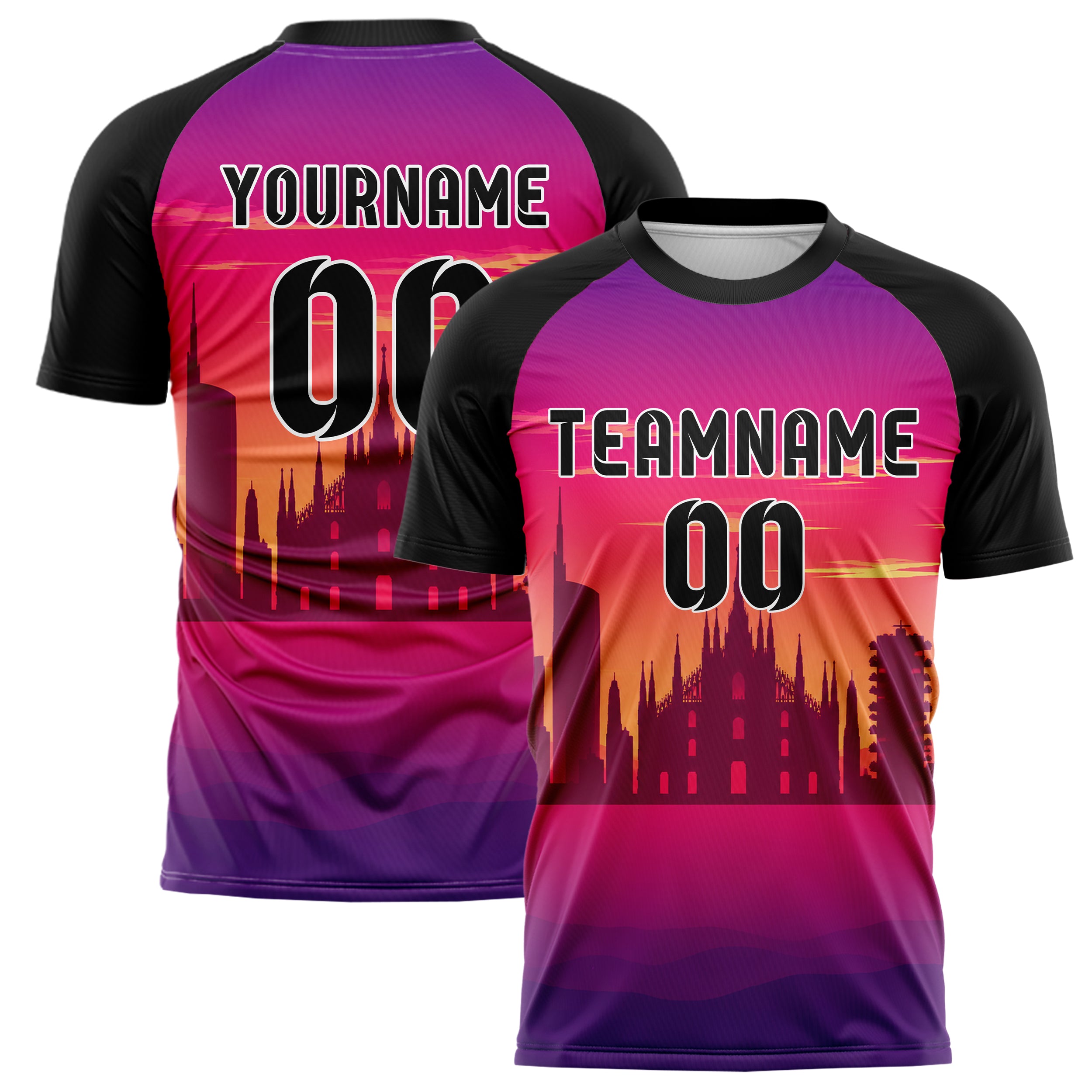 Hot Pink Milan Skyline Design 15-0231 individuelles Fußballtrikot main